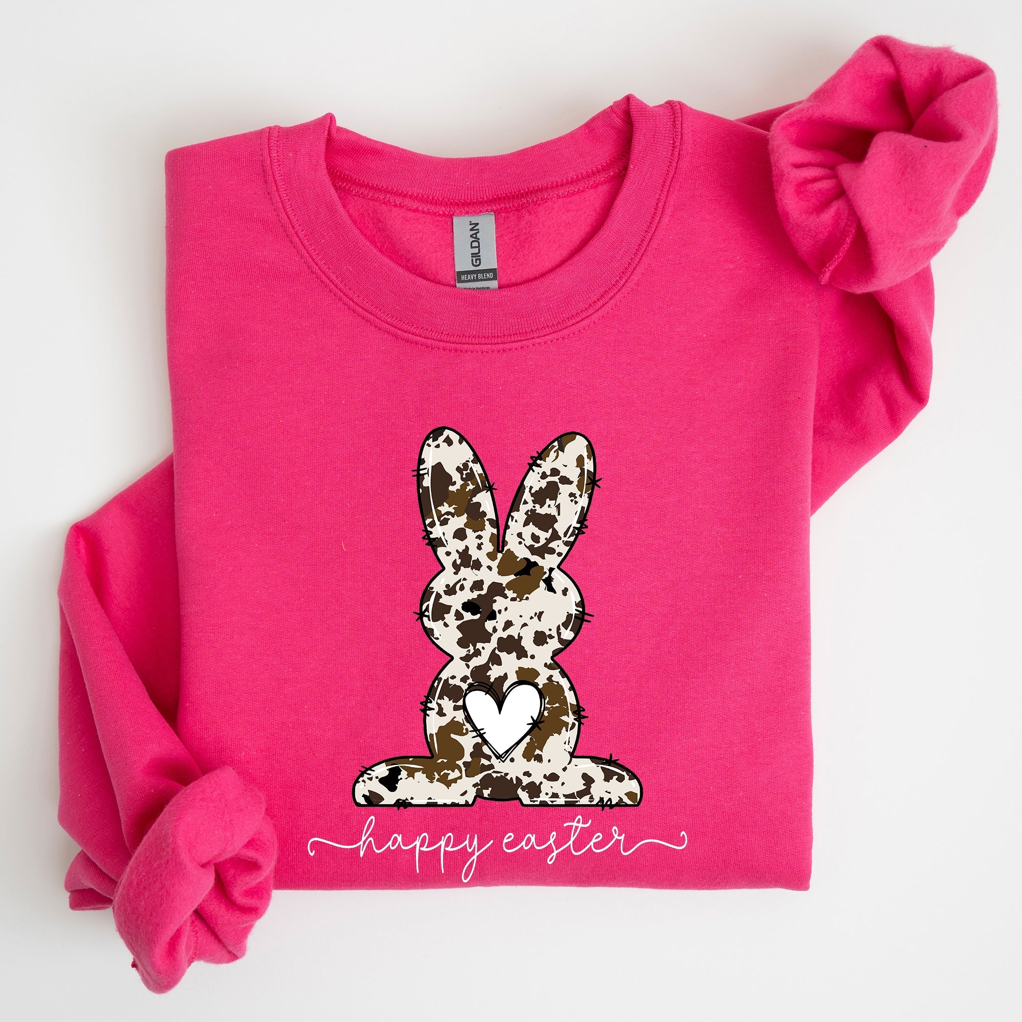 Easter Bunny Happy Easter Rabbit Cow Print Festive Spring Holiday Graphic Sweatshirt