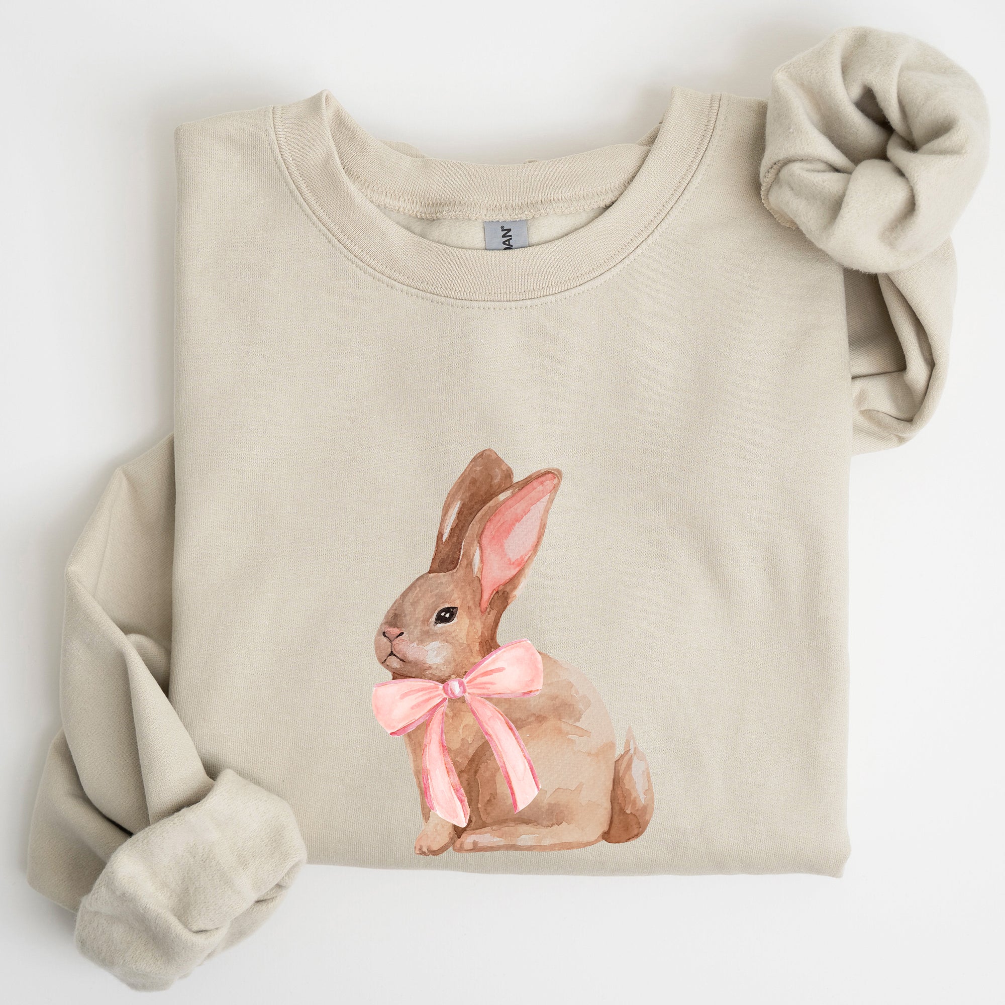 Easter Bunny Pink Bow Coquette Soft Girl Era Springtime Theme Cozy Cotton Sweatshirt
