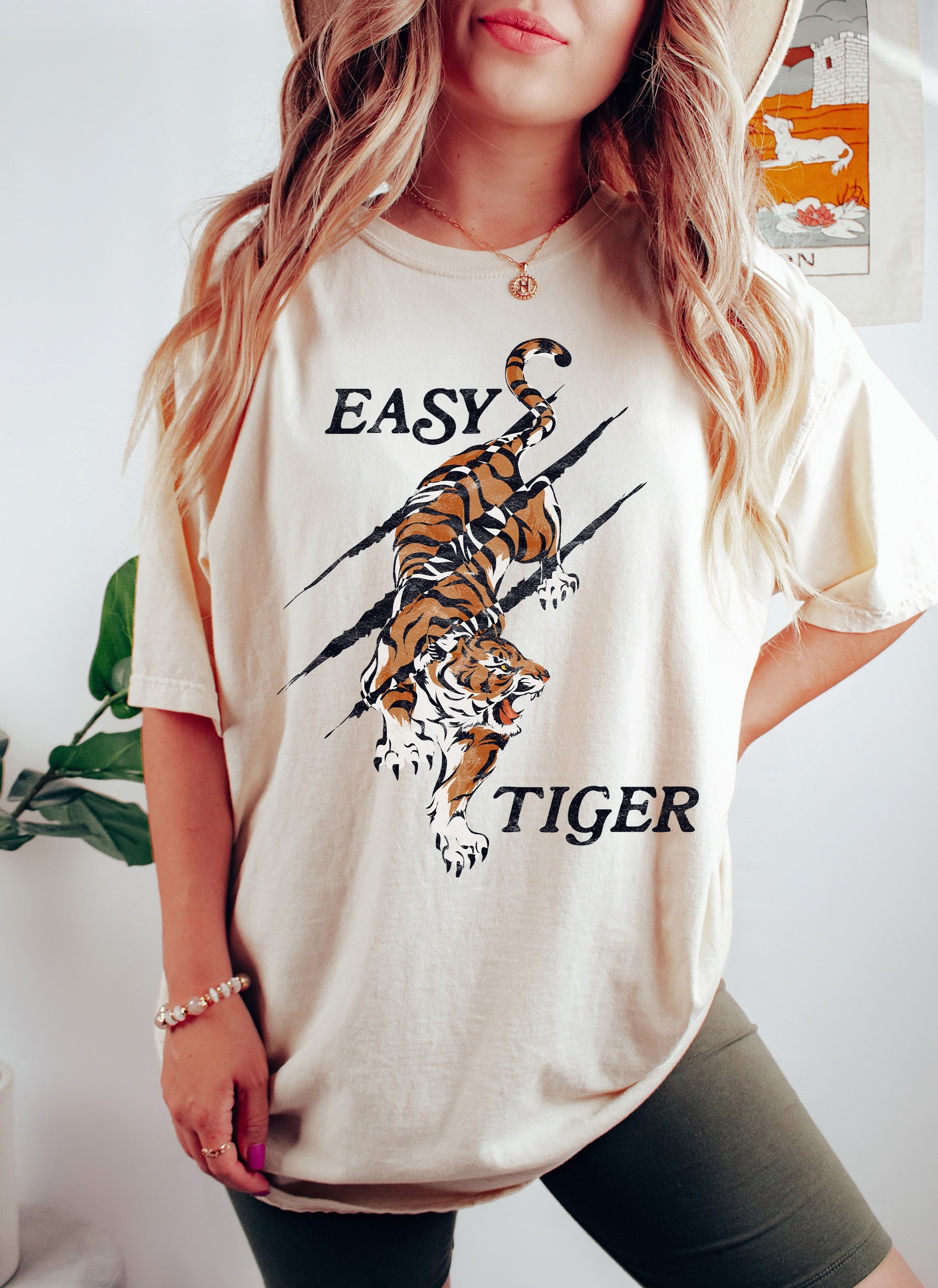Easy Tiger Sassy Retro Neon Sunrise Graphic Silhouette Pattern Adventure Comfort Colors Tee