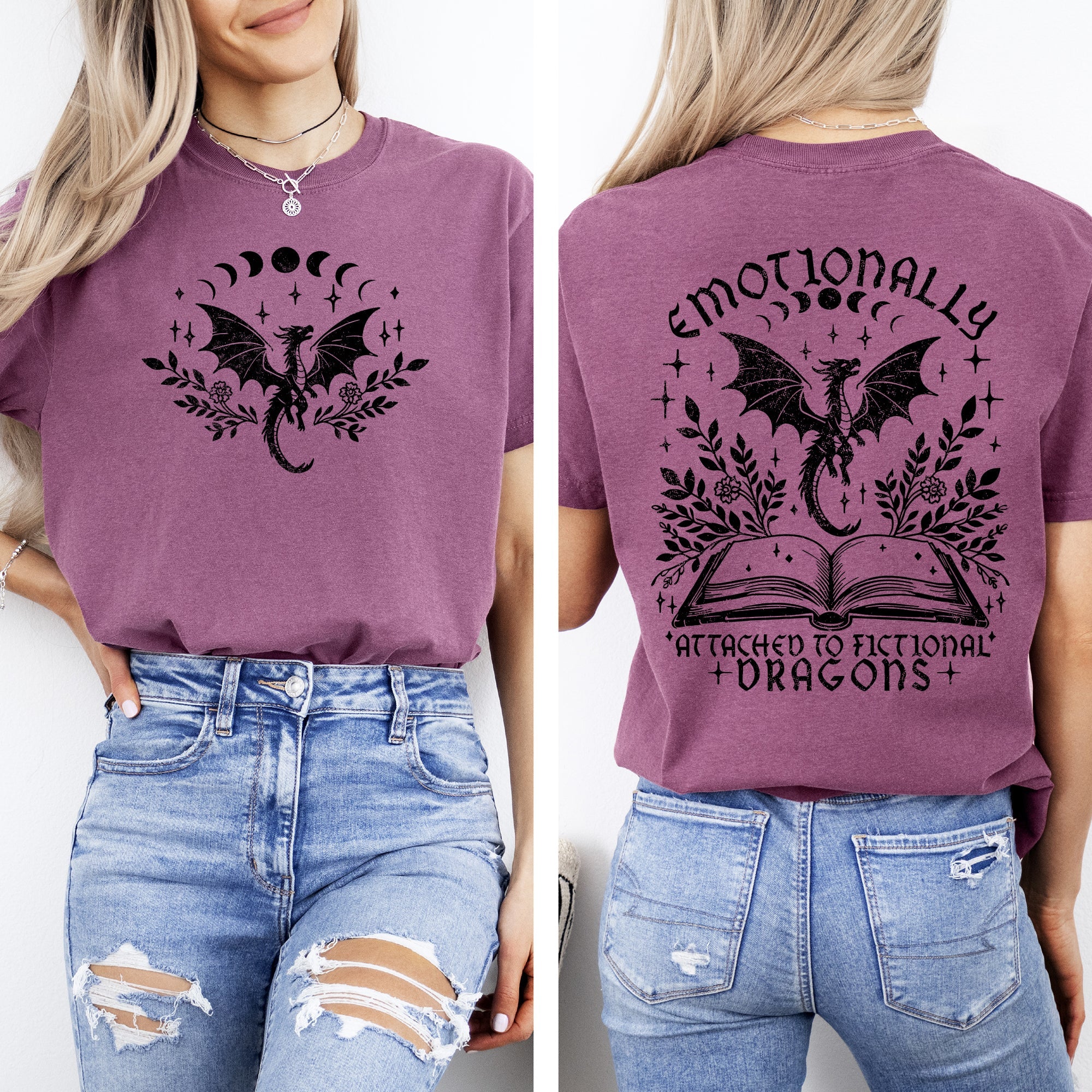 Emotionally Attached To Fictional Dragons Romantasy Booktok Reading Library Books Comfort Colors Tee