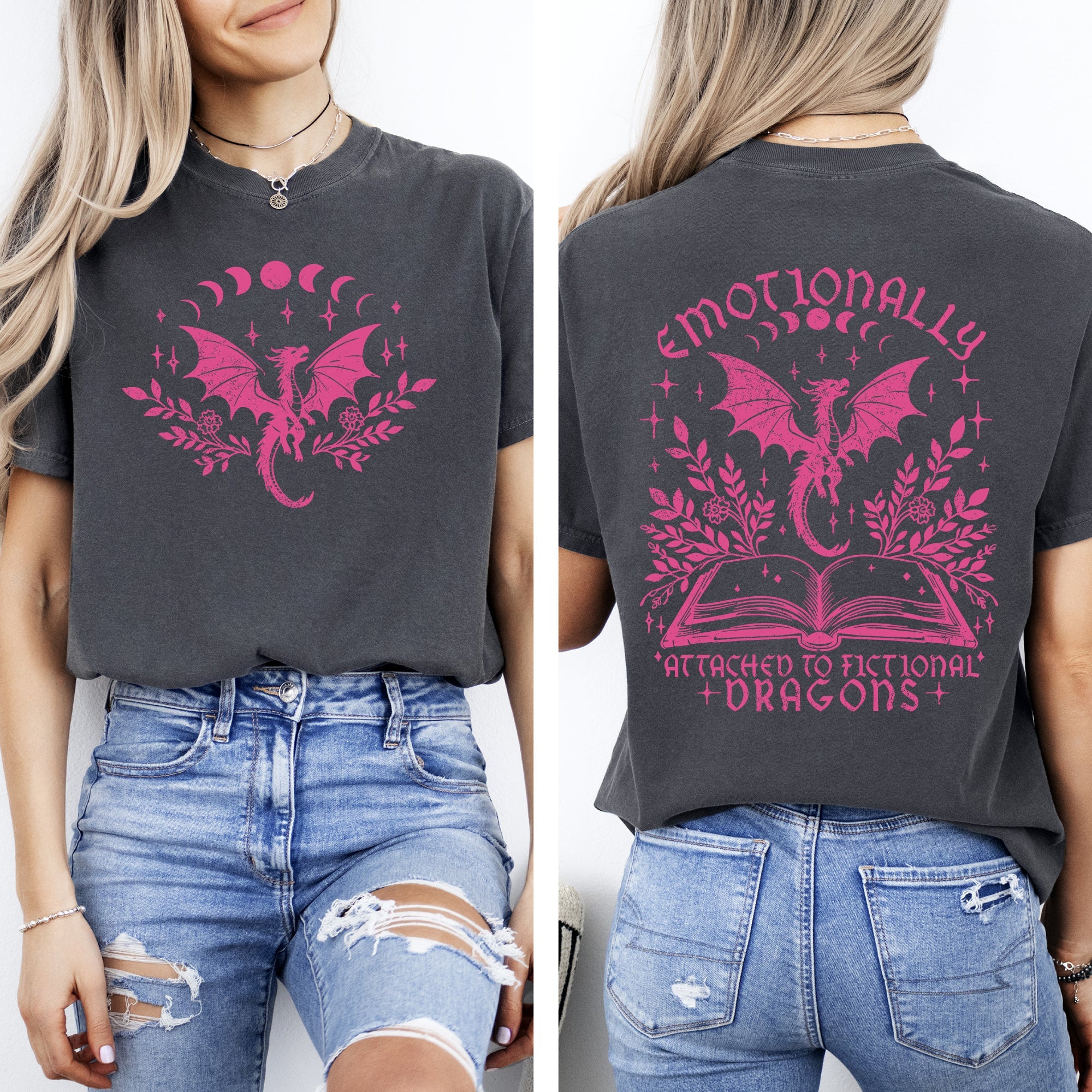 Emotionally Attached To Fictional Dragons Romantasy Booktok Reading Library Books Comfort Colors Tee