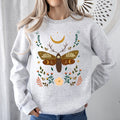 Enchanted Moth Garden Floral Print Nature Scene Botanical Garden Artwork Sweatshirt