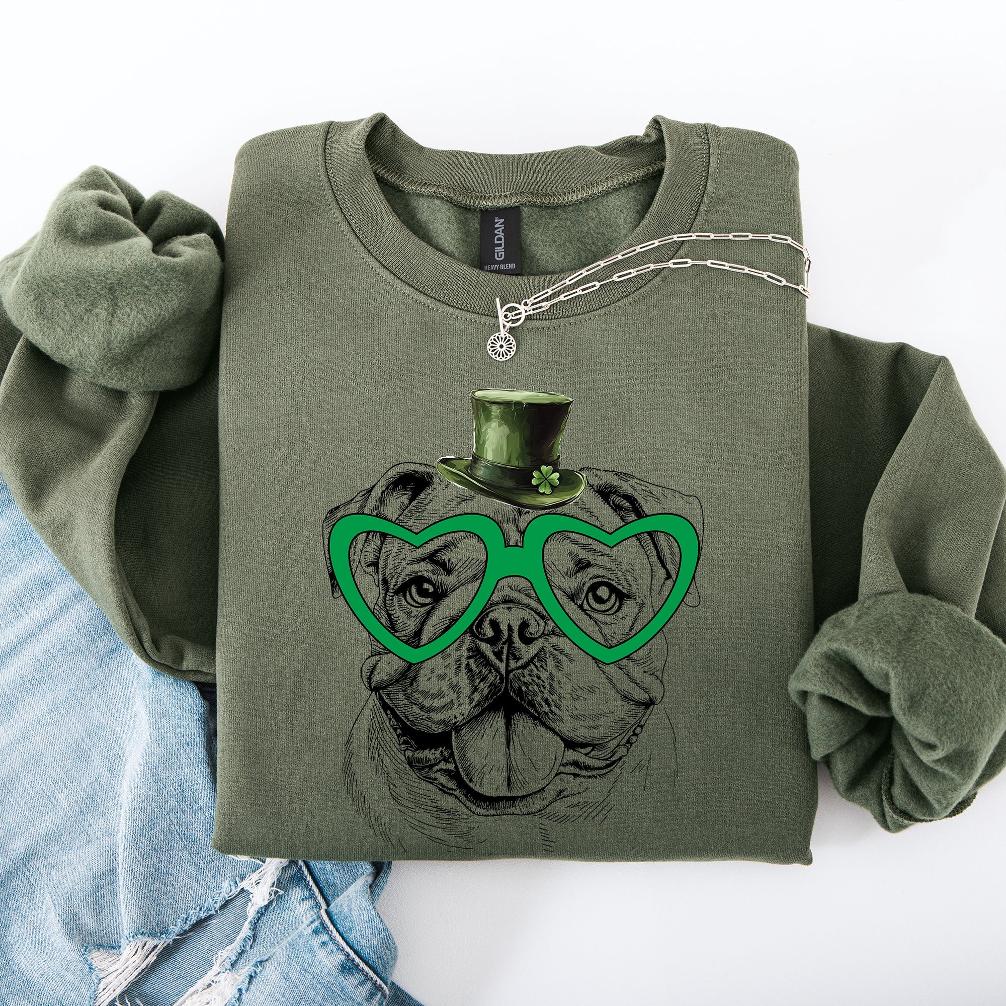 English Bulldog Adorable Dog St Patrick's Day Lucky Irish Pride Cozy Comfort Warmth Sweatshirt