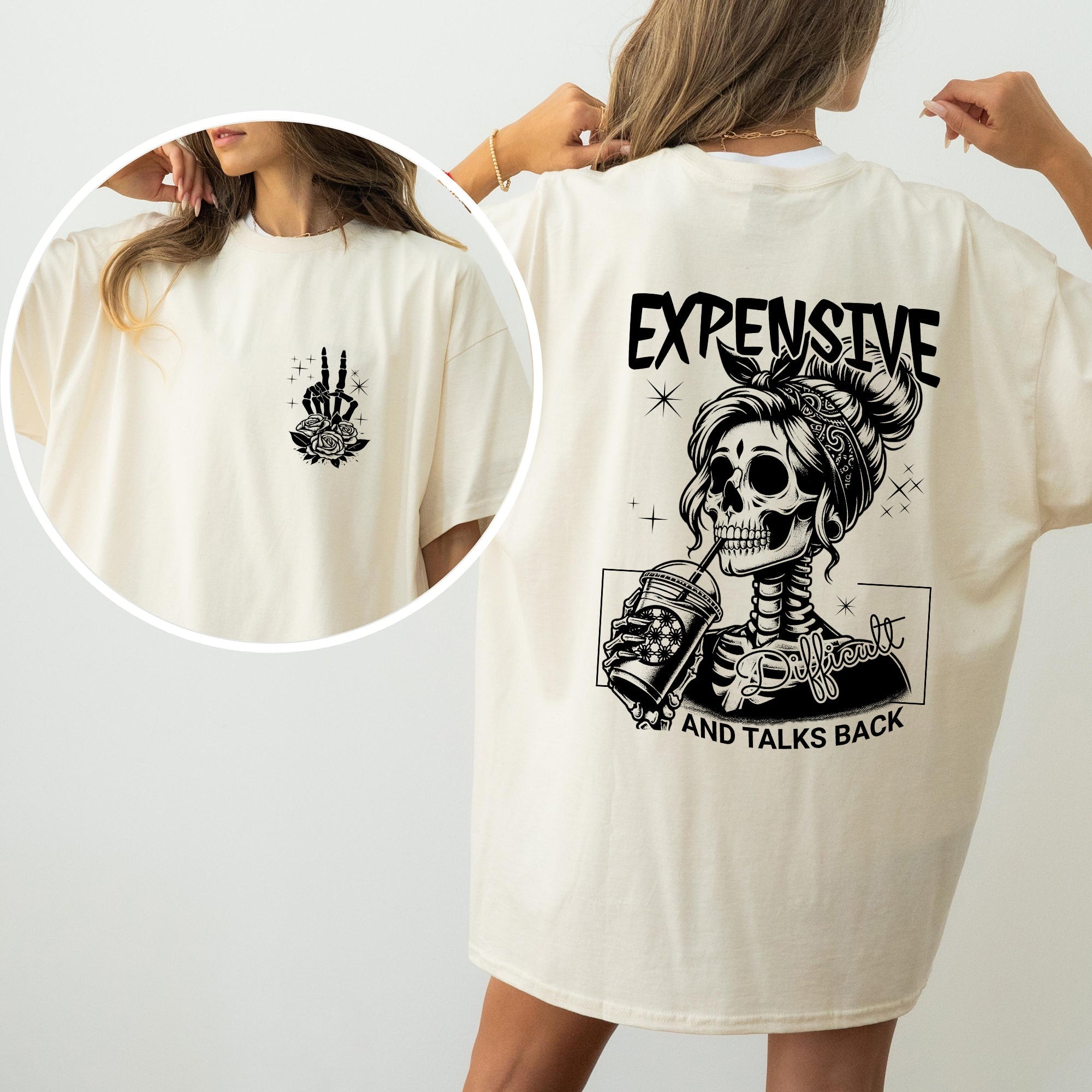 Expensive Difficult Talks Back Wild Woman Mom Mother Skeleton Retro Comfort Colors Tee
