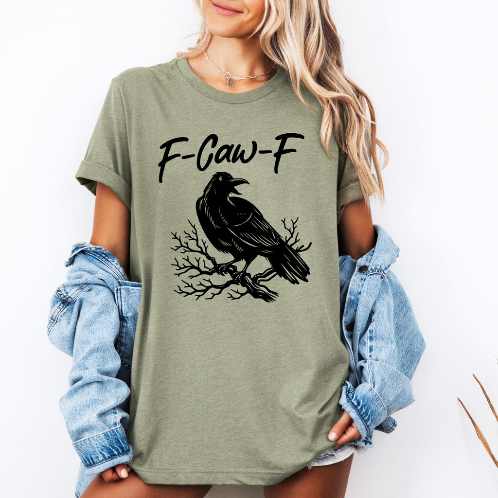F-Caw-F Raven Crow Halloween Goth Witch Spooky Dark Humor Moonlit Nightfall Raven's Call Occult Gothic Vibes Graphic Tee