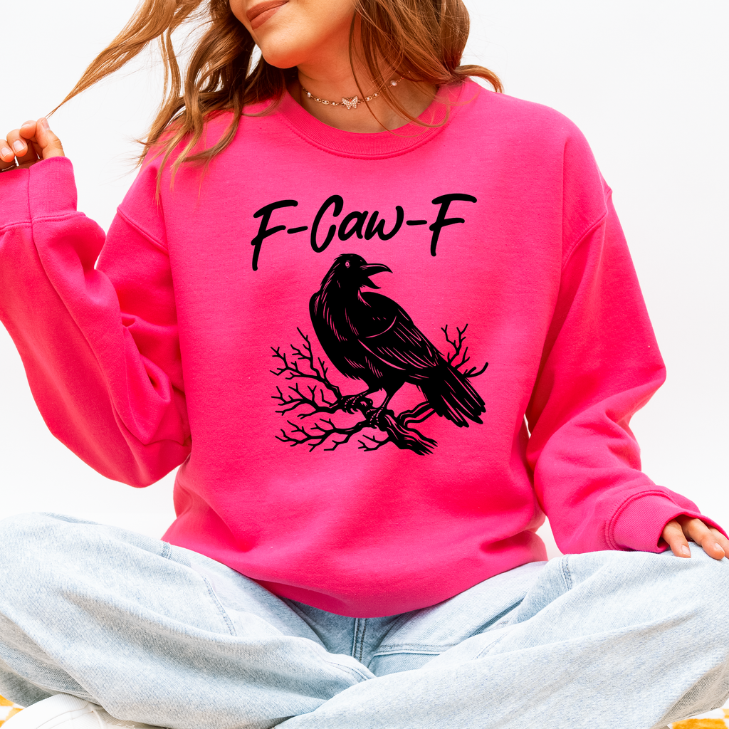 F Caw F Raven Crow Gothic Witch Spooky Halloween Graveyard Night Moonlight Sweatshirt