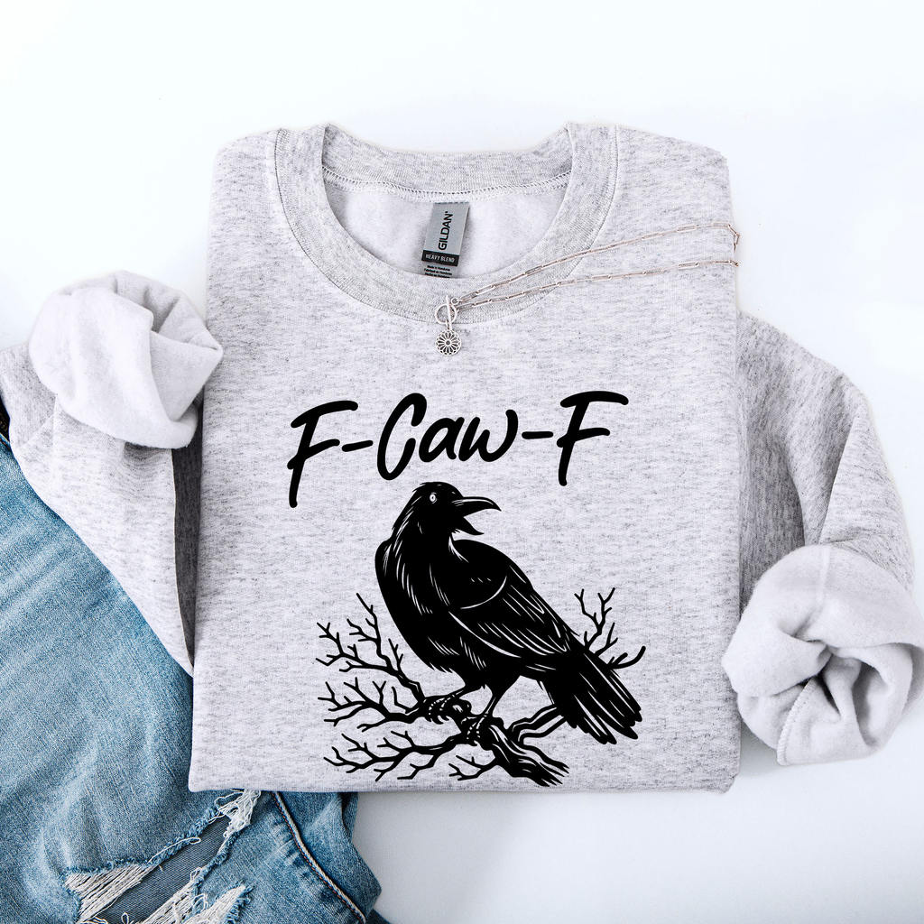 F Caw F Raven Crow Gothic Witch Spooky Halloween Graveyard Night Moonlight Sweatshirt