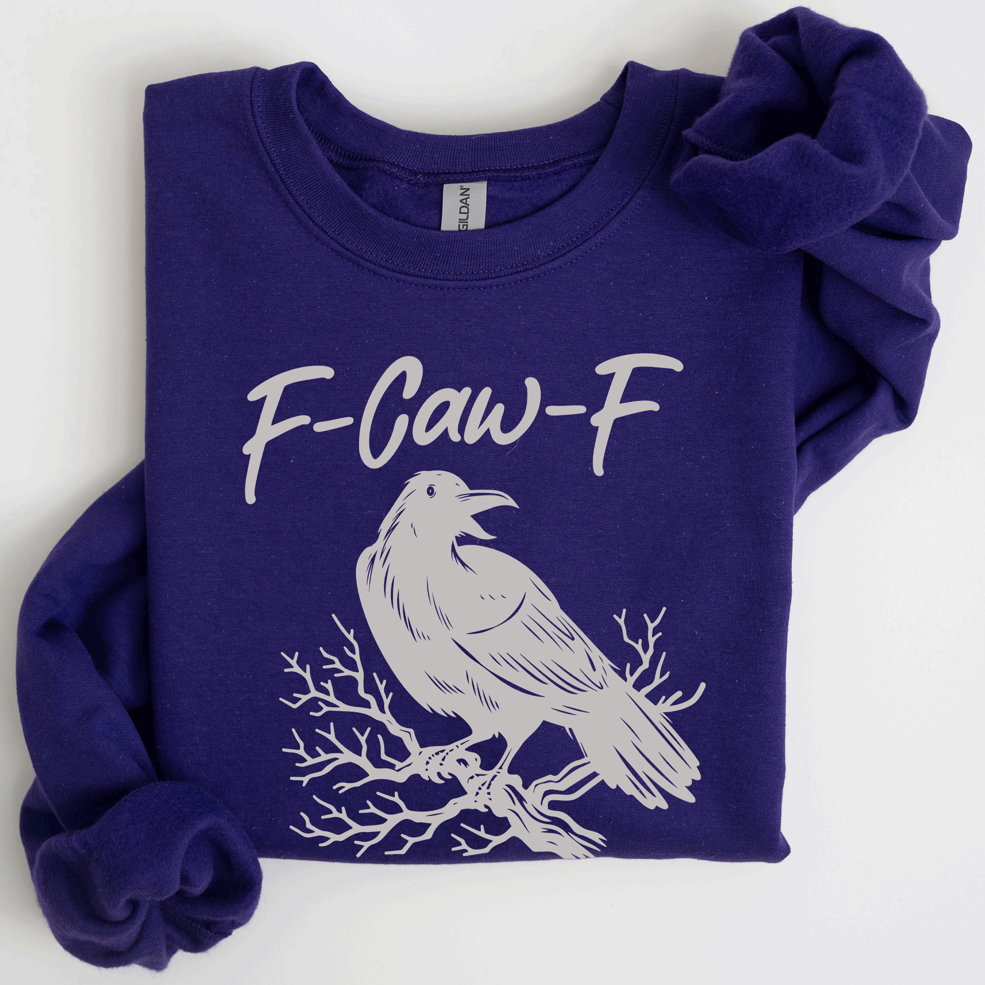 F Caw F Raven Crow Gothic Witch Spooky Halloween Graveyard Night Moonlight Sweatshirt