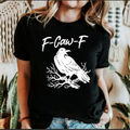 F Caw F Raven Crow Gothic Halloween Spooky Funny Dark Humor Edgy Nightmare Comic Noir Graphic Tee