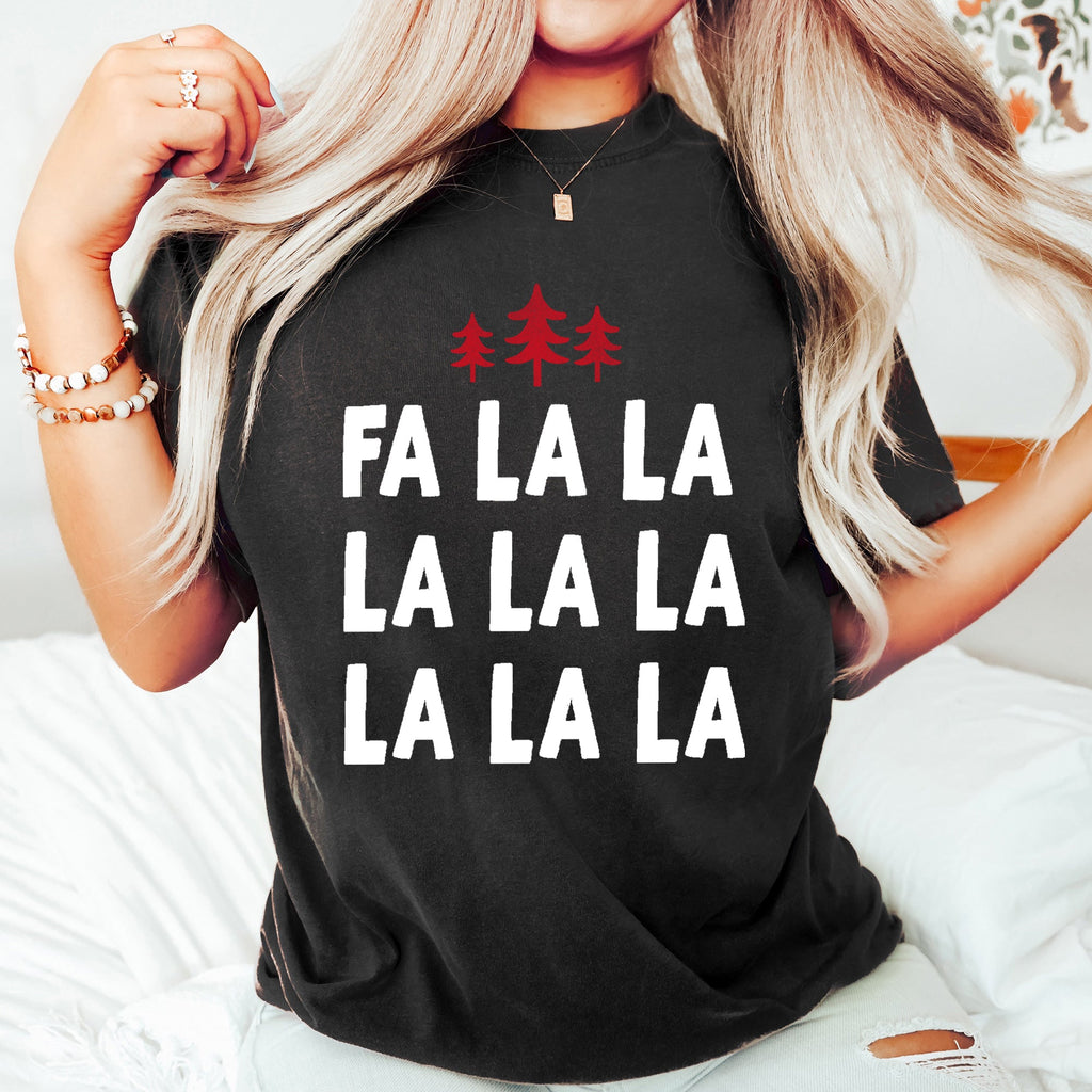 Fa La La Retro Christmas Trees Comfort Colors Tee