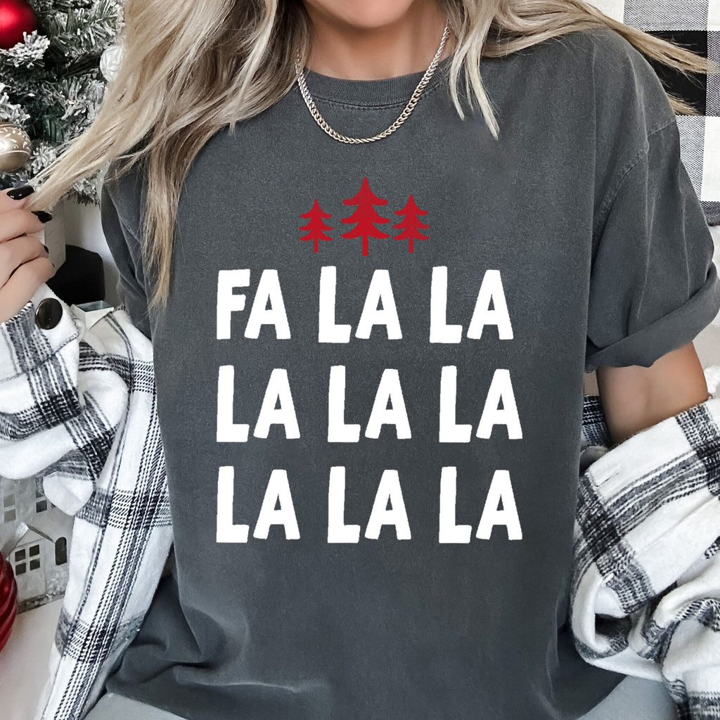 Fa La La Retro Christmas Trees Comfort Colors Tee