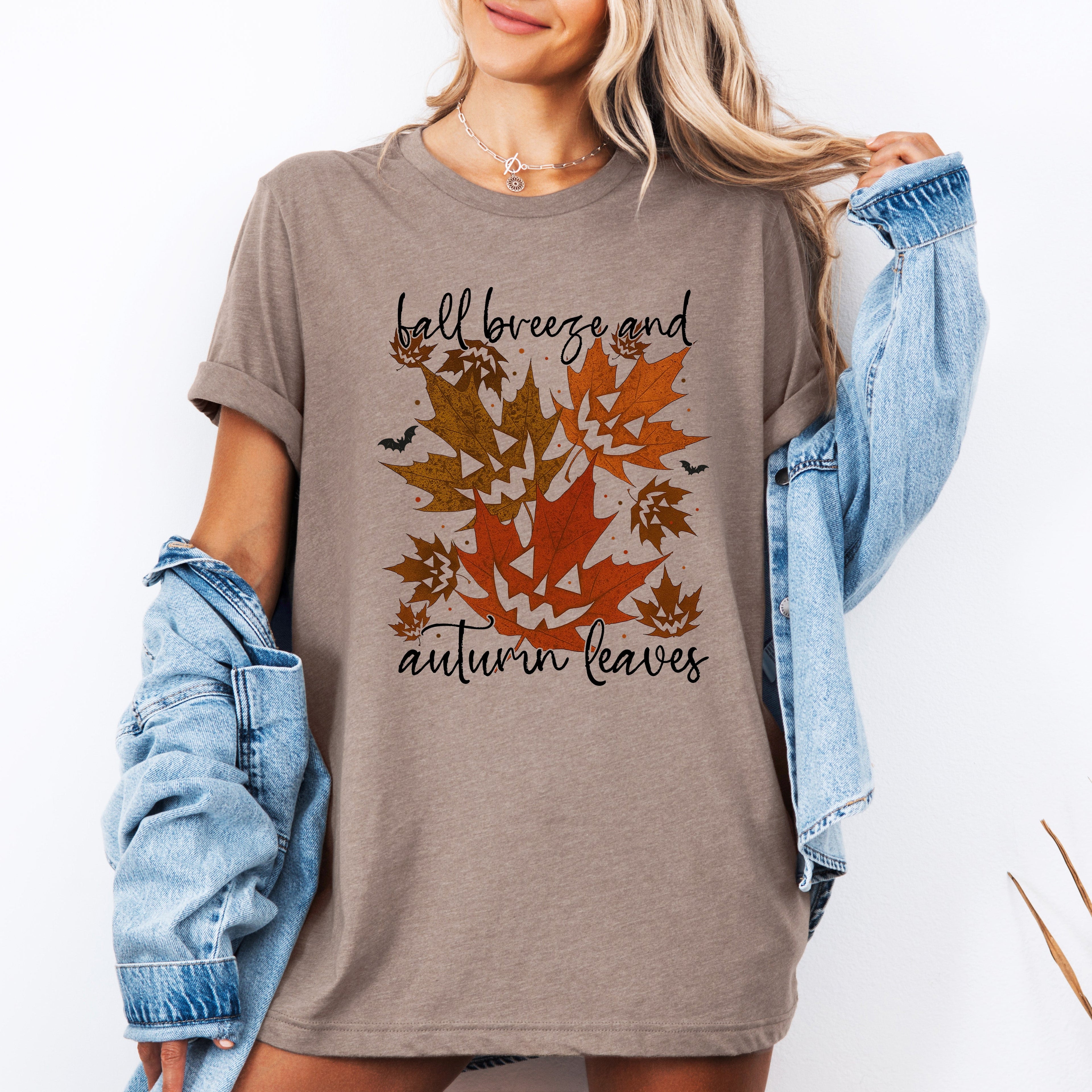 Fall Breeze And Autumn Leaves Halloween Nightfall Celebration And Cozy Seasonal Palette Graphic Tee