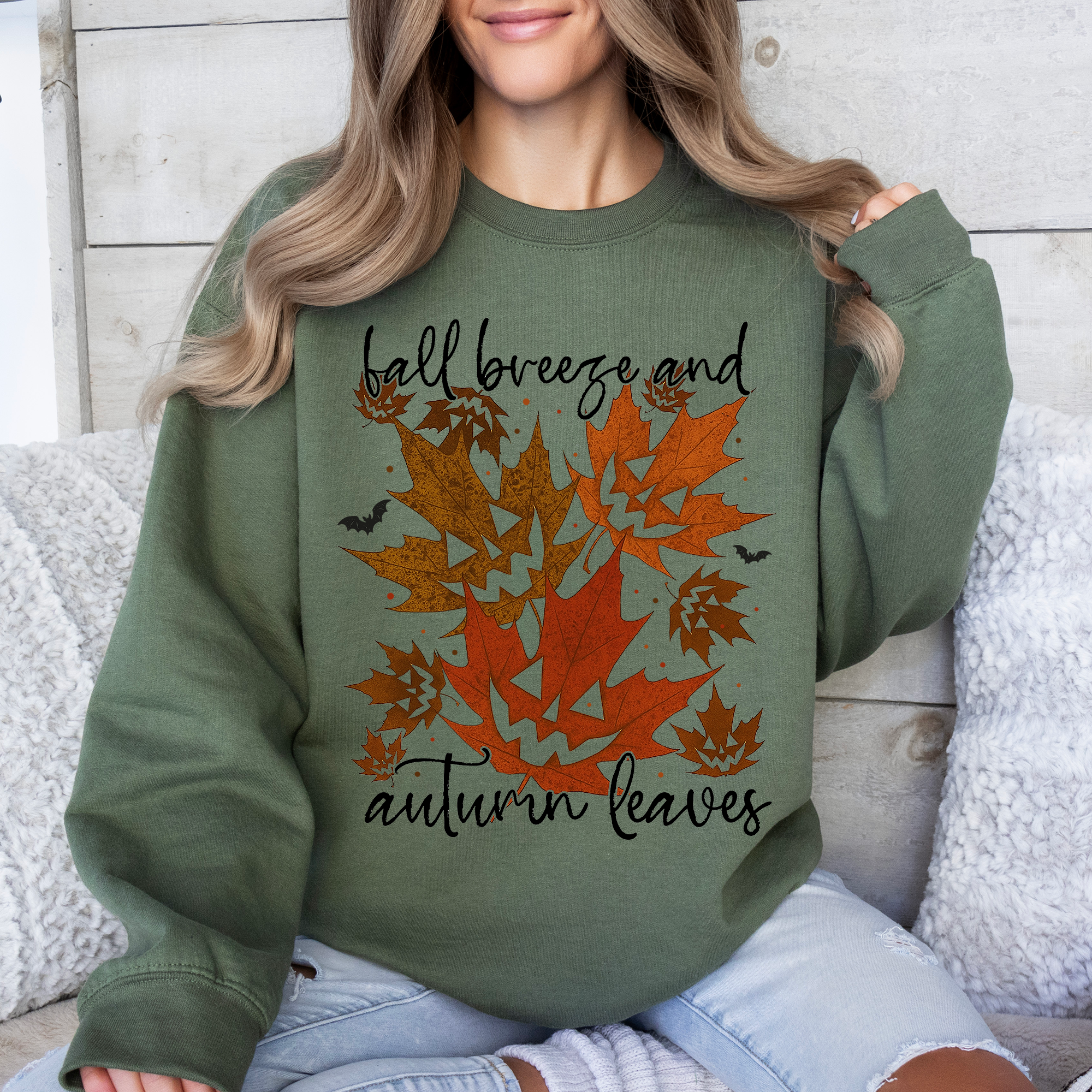Fall Breeze and Autumn Leaves Halloween Sweatshirt