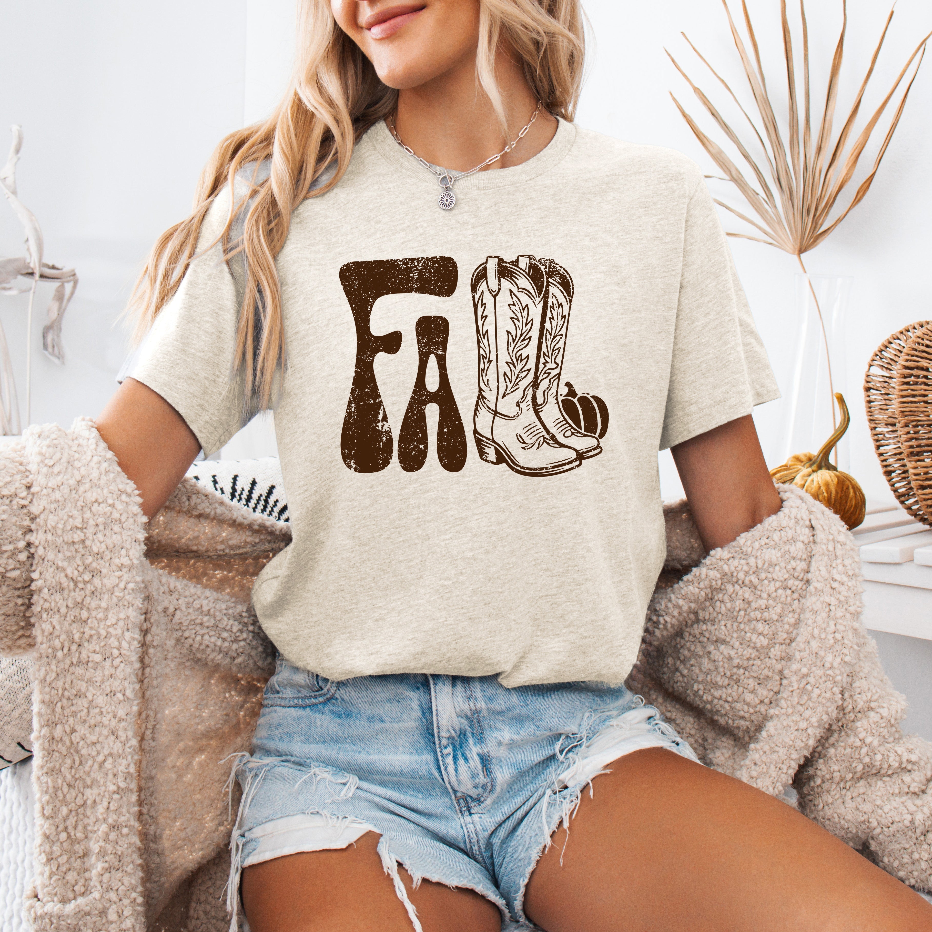 Fall Cowboy Boots Western Autumn Rustic Heritage And Seasonal Charm Collection Graphic Tee