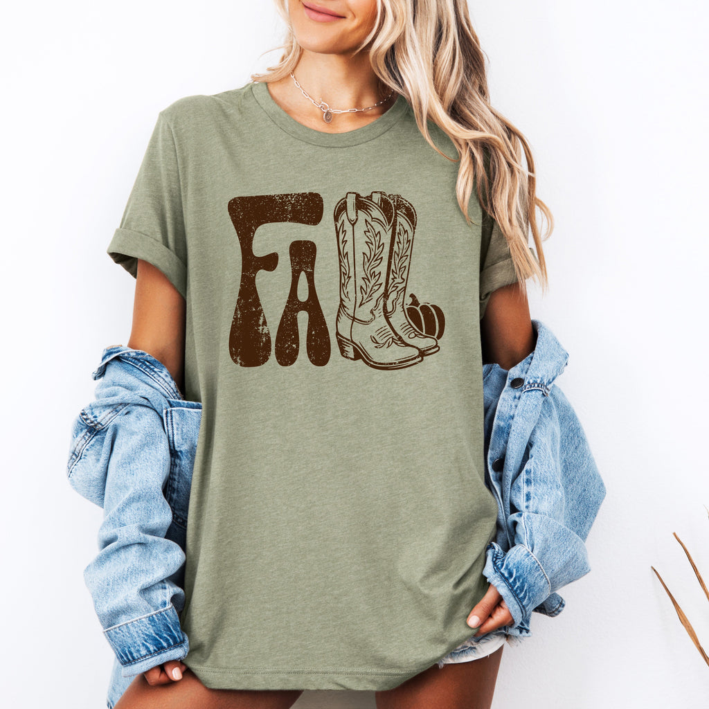Fall Cowboy Boots Western Autumn Rustic Heritage And Seasonal Charm Collection Graphic Tee