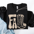 Fall Cowboy Boots Western Autumn Cozy Western Inspired Print Seasonal Style Sweatshirt