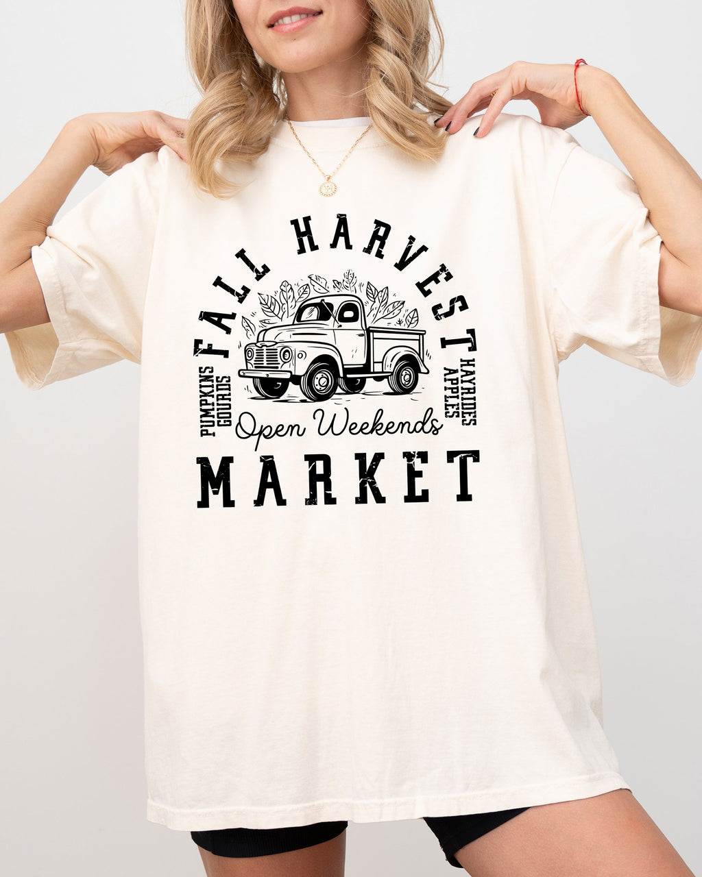 Fall Harvest Market Hayrides Pumpkins Autumn Thanksgiving Halloween Comfort Colors Tee