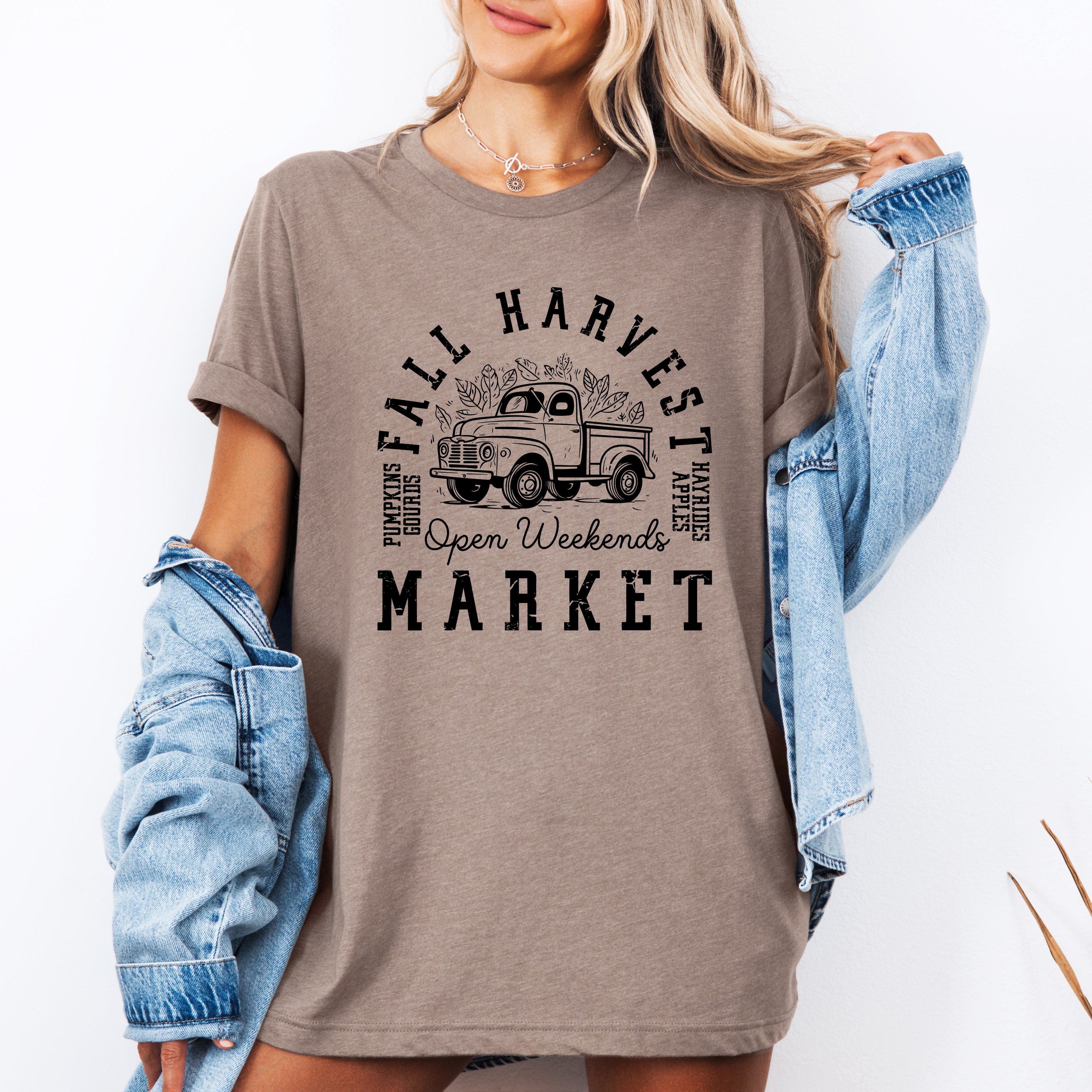 Fall Harvest Market Pumpkin Autumn Festival Patch Harvest Scene Cozy Graphic Tee