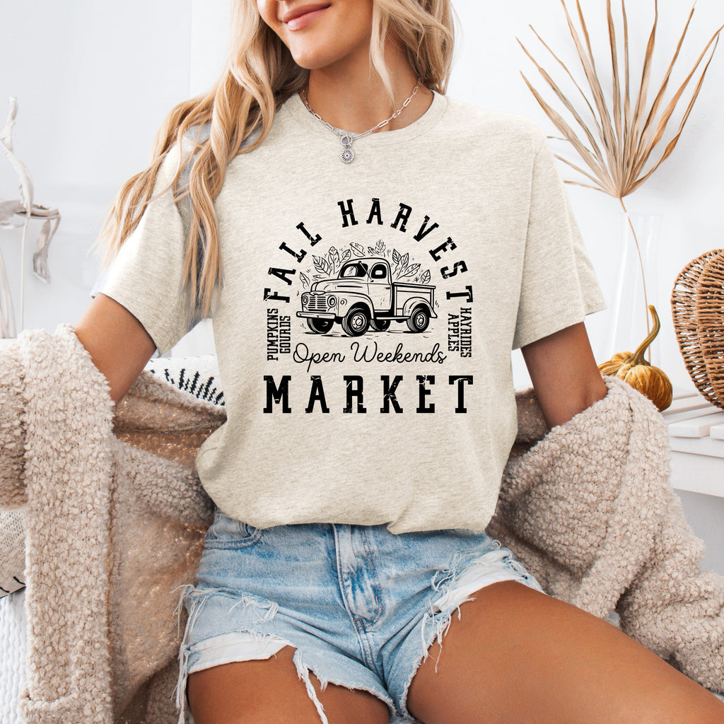 Fall Harvest Market Pumpkin Autumn Festival Patch Harvest Scene Cozy Graphic Tee