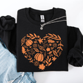 Fall Heart With Pumpkin Leaves And Autumn Charm Cozy Seasonal Art Print Theme Sweatshirt