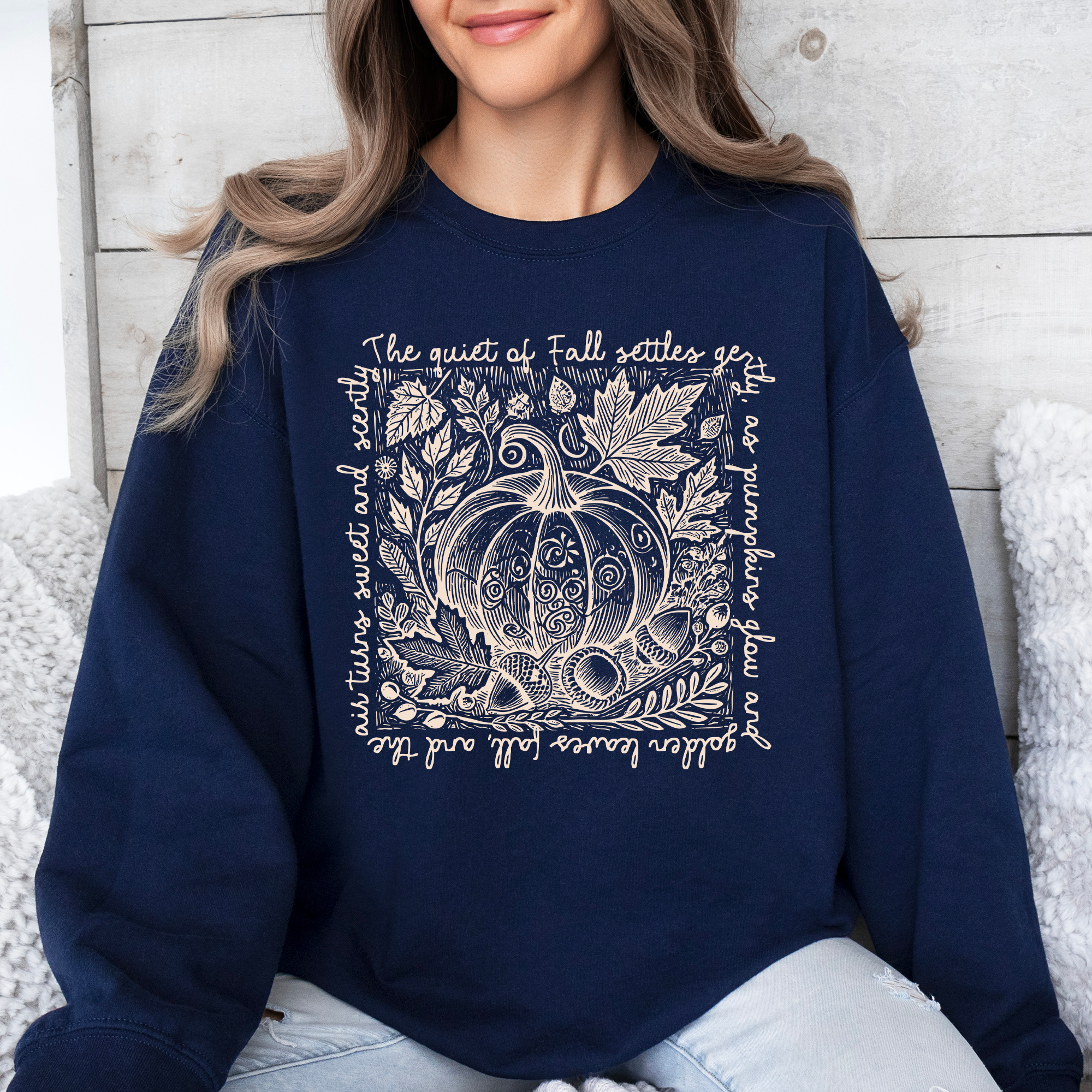 Fall Quote Pumpkin Autumn Minimalist Pretty Cozy Warm Harvest Themed Autumnal Saying Sweatshirt