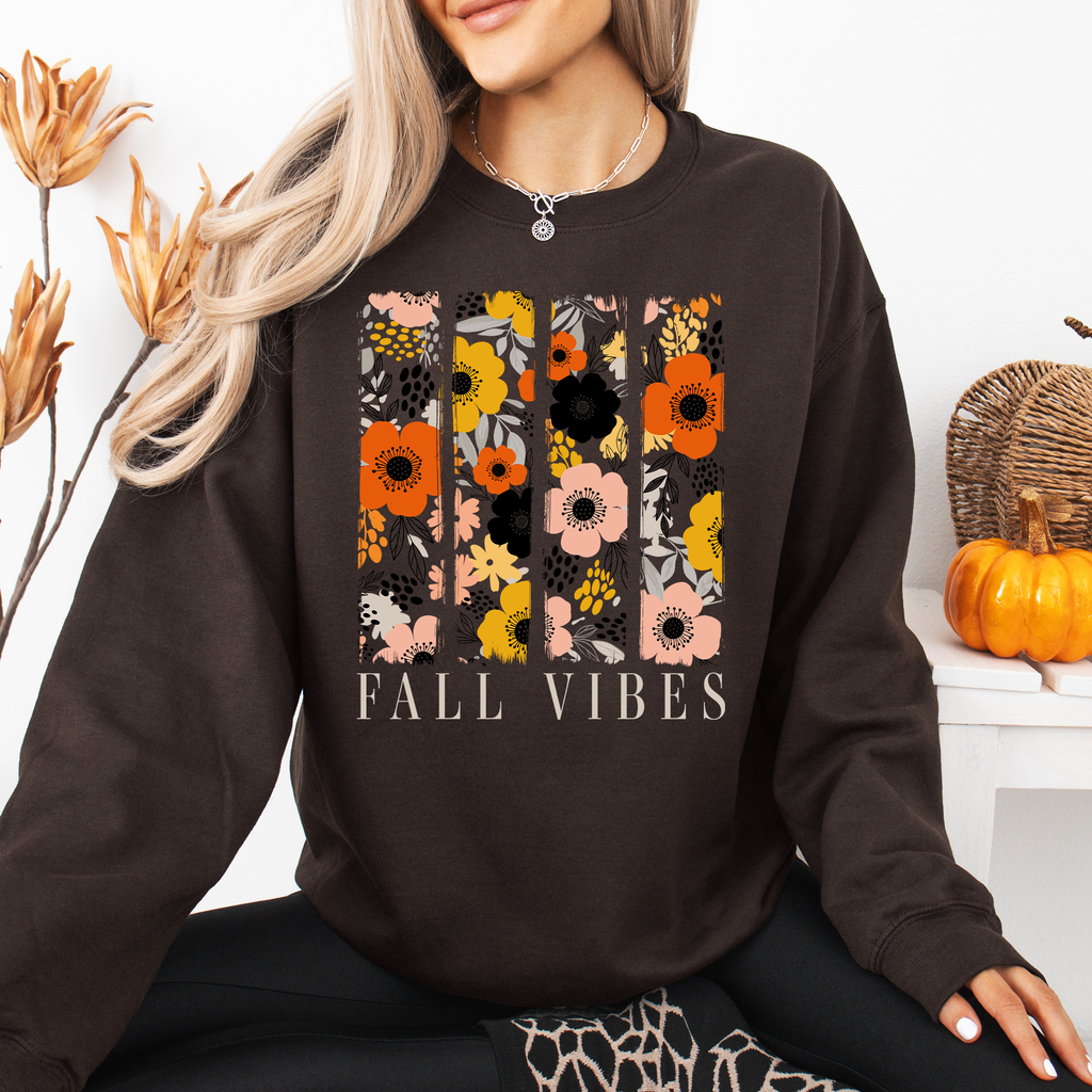 Fall Vibes Floral Stripes Beautiful Autumn Cozy Everyday Wear Soft Warm Lightweight Sweatshirt