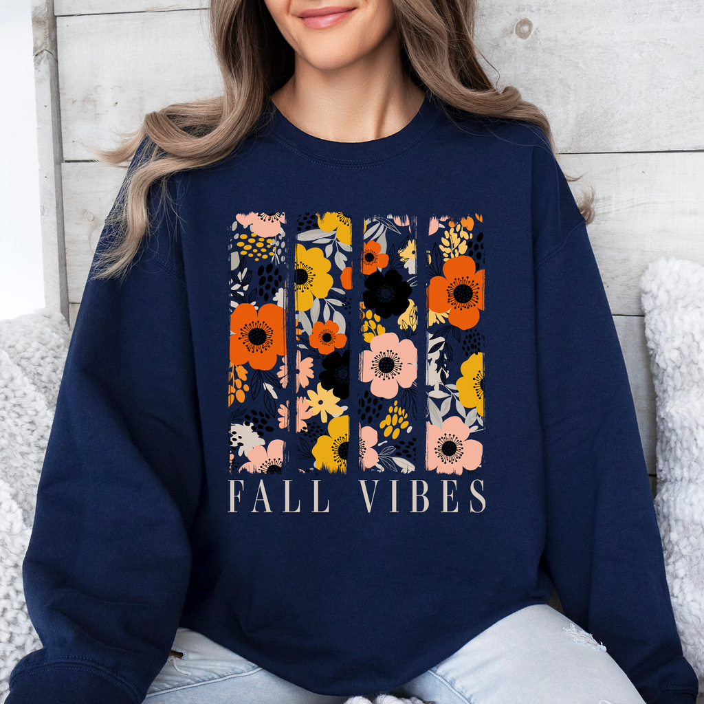 Fall Vibes Floral Stripes Beautiful Autumn Cozy Everyday Wear Soft Warm Lightweight Sweatshirt