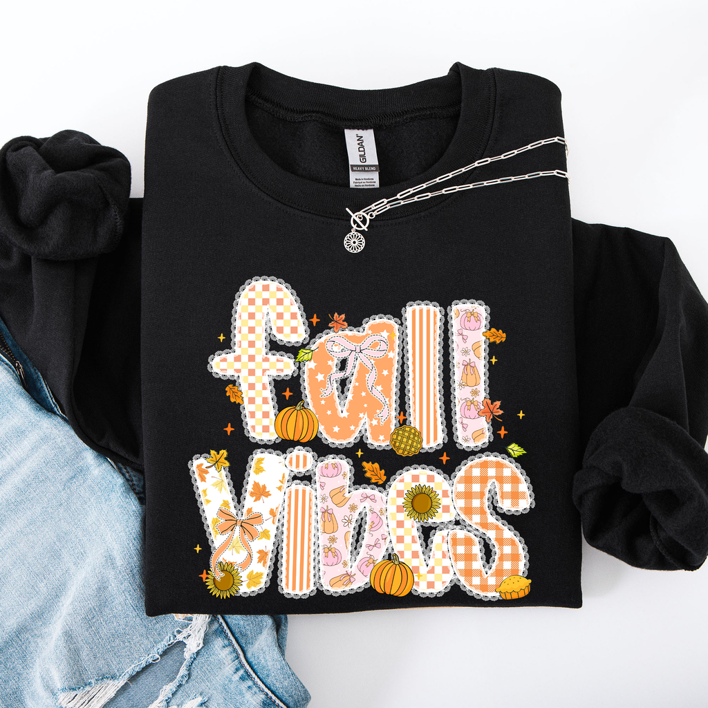 Fall Vibes Halloween Pumpkin Autumn Floral Pattern Sunflower Motifs Cozy Seasonal Collection Sweatshirt