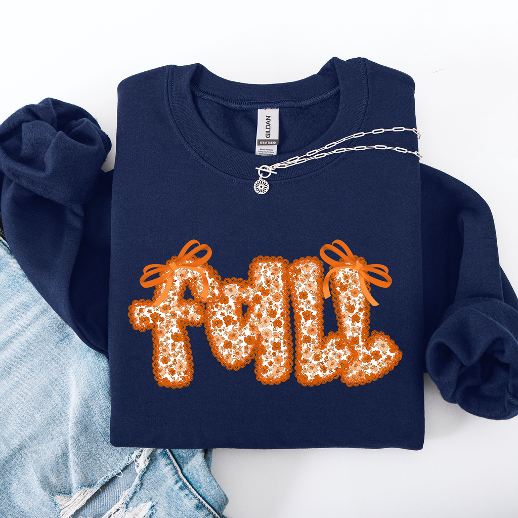 Fall Beautiful Bows Ribbons Colorful Autumn Coquette Cozy Velvet Ribbon Detailing Sweatshirt