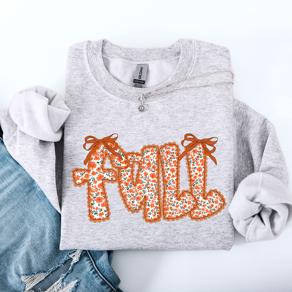 Coquette Fall Beautiful Ribbons Colorful Autumn Cozy Layered Ribbon Detail Sweatshirt