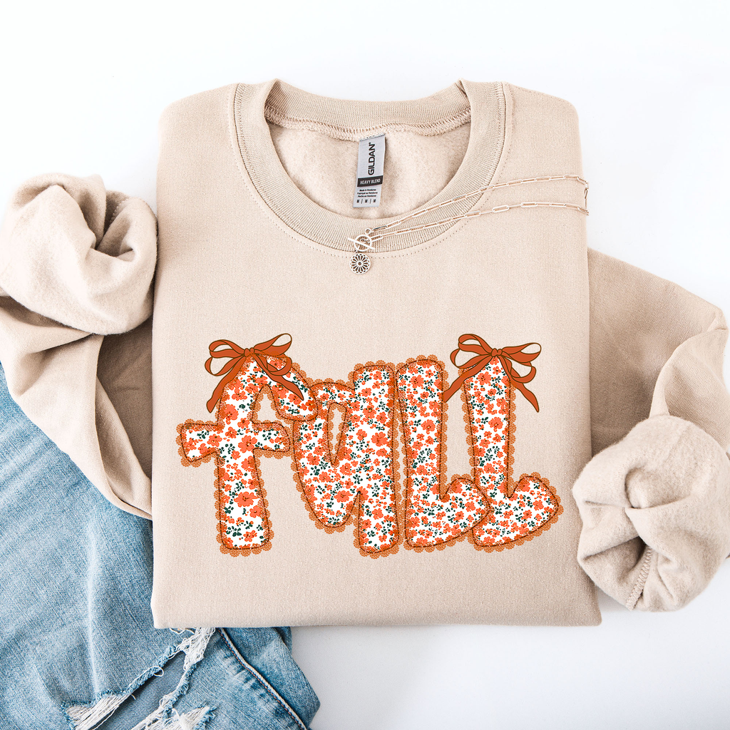 Coquette Fall Beautiful Ribbons Colorful Autumn Cozy Layered Ribbon Detail Sweatshirt