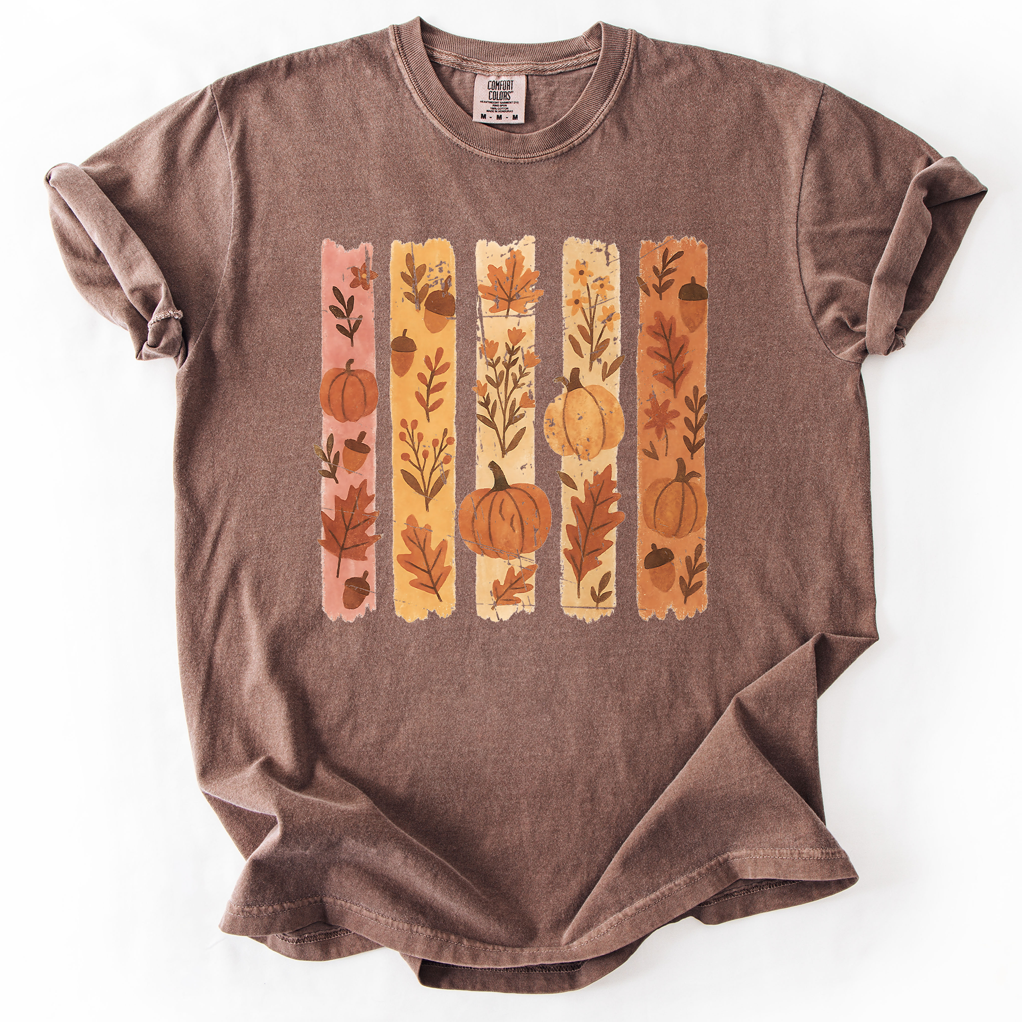Fall Brush Stroke Floral Pumpkin Harvest Edition Autumn Collection Comfort Colors Tee