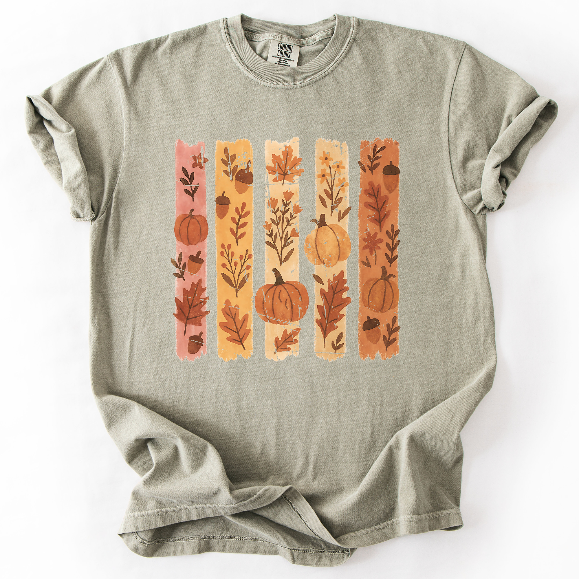 Fall Brush Stroke Floral Pumpkin Harvest Edition Autumn Collection Comfort Colors Tee