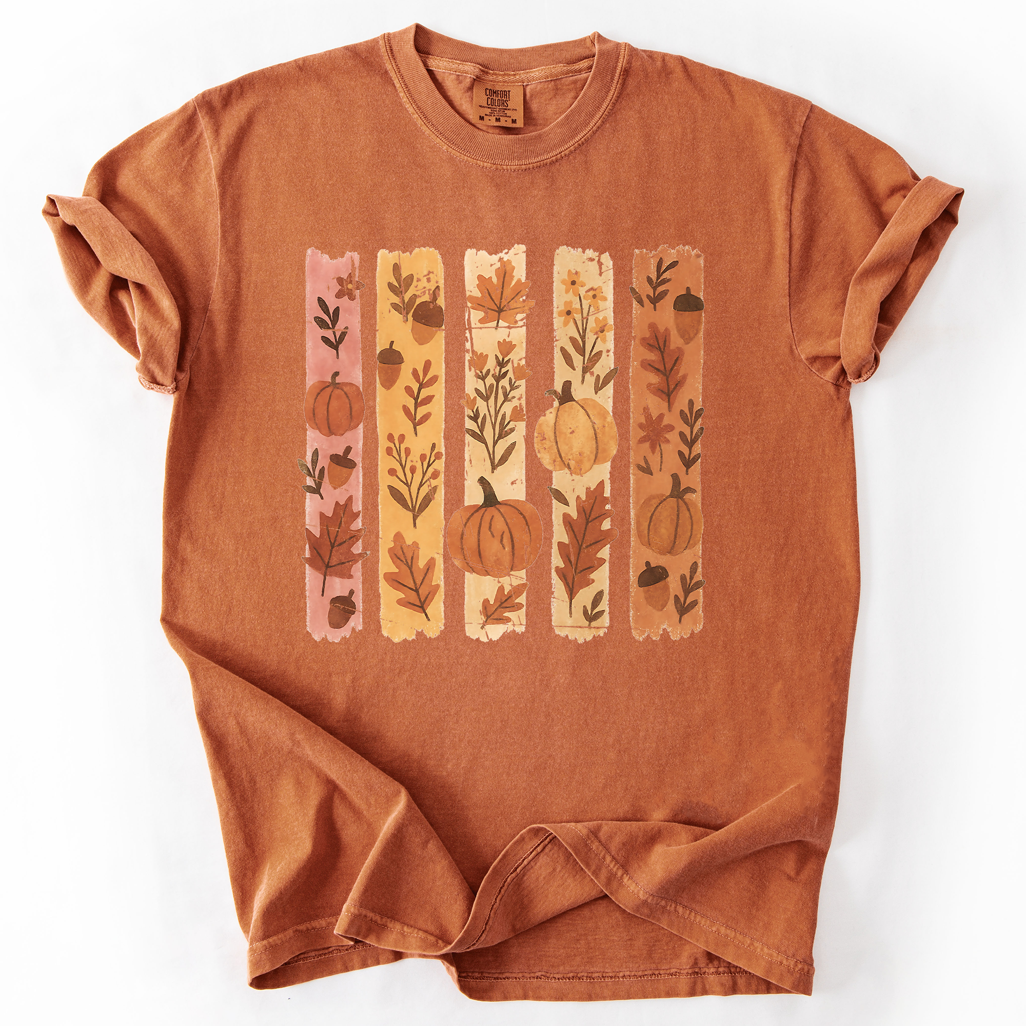 Fall Brush Stroke Floral Pumpkin Harvest Edition Autumn Collection Comfort Colors Tee