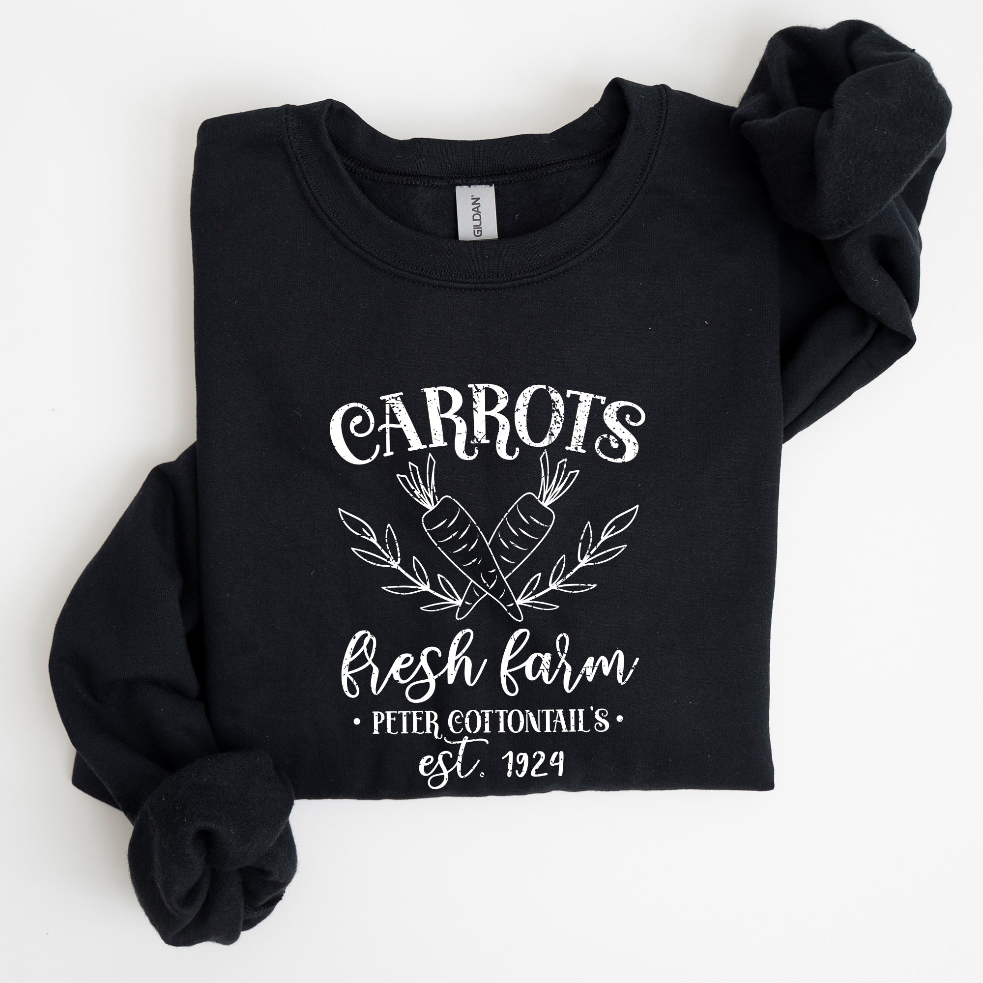 Farm Fresh Carrots Peter Cottontail Retro Farm Sign Easter Pastel Farmhouse Illustration Sweatshirt
