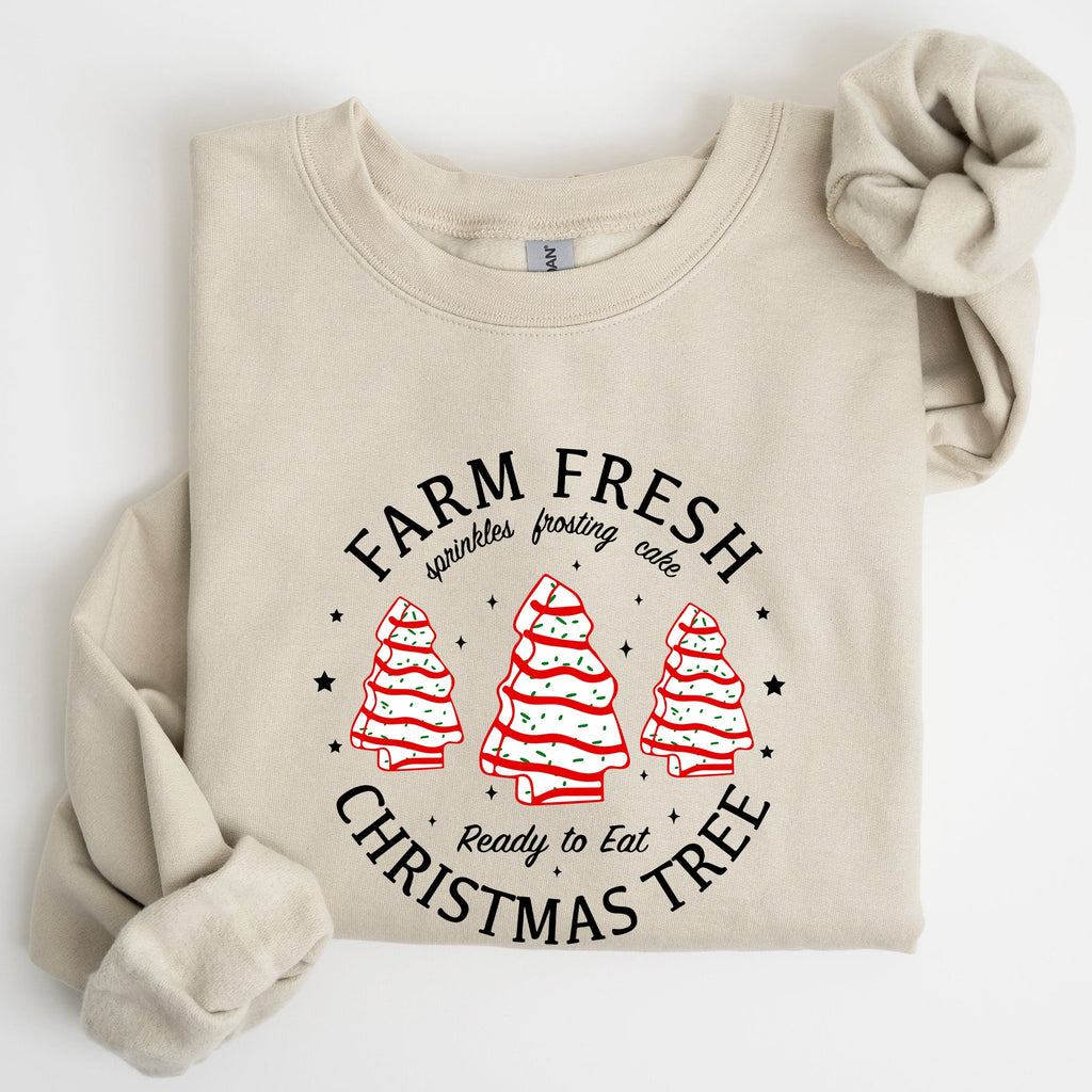 Farm Fresh Christmas Tree, Cake, Winter, Santa, Xmas Collection Graphic Sweatshirt