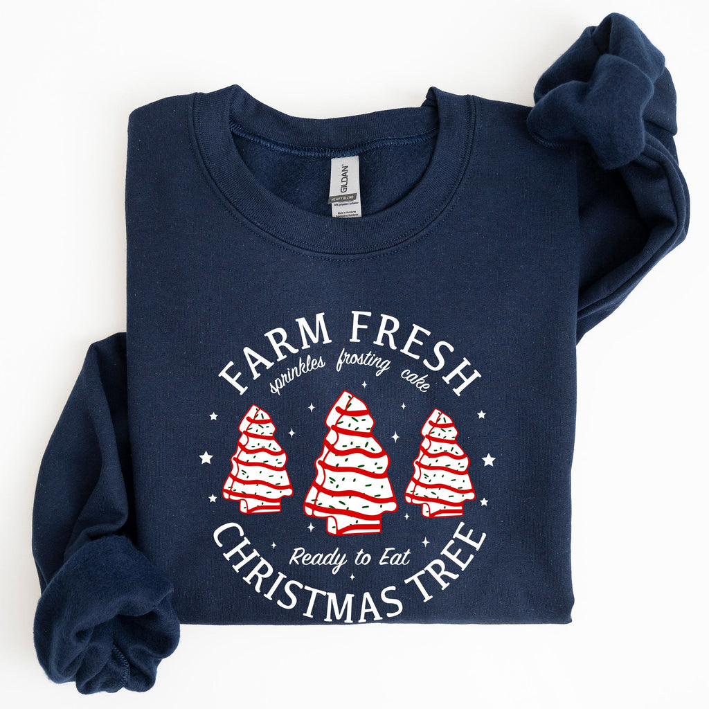 Farm Fresh Christmas Tree, Cake, Winter, Santa, Xmas Collection Graphic Sweatshirt