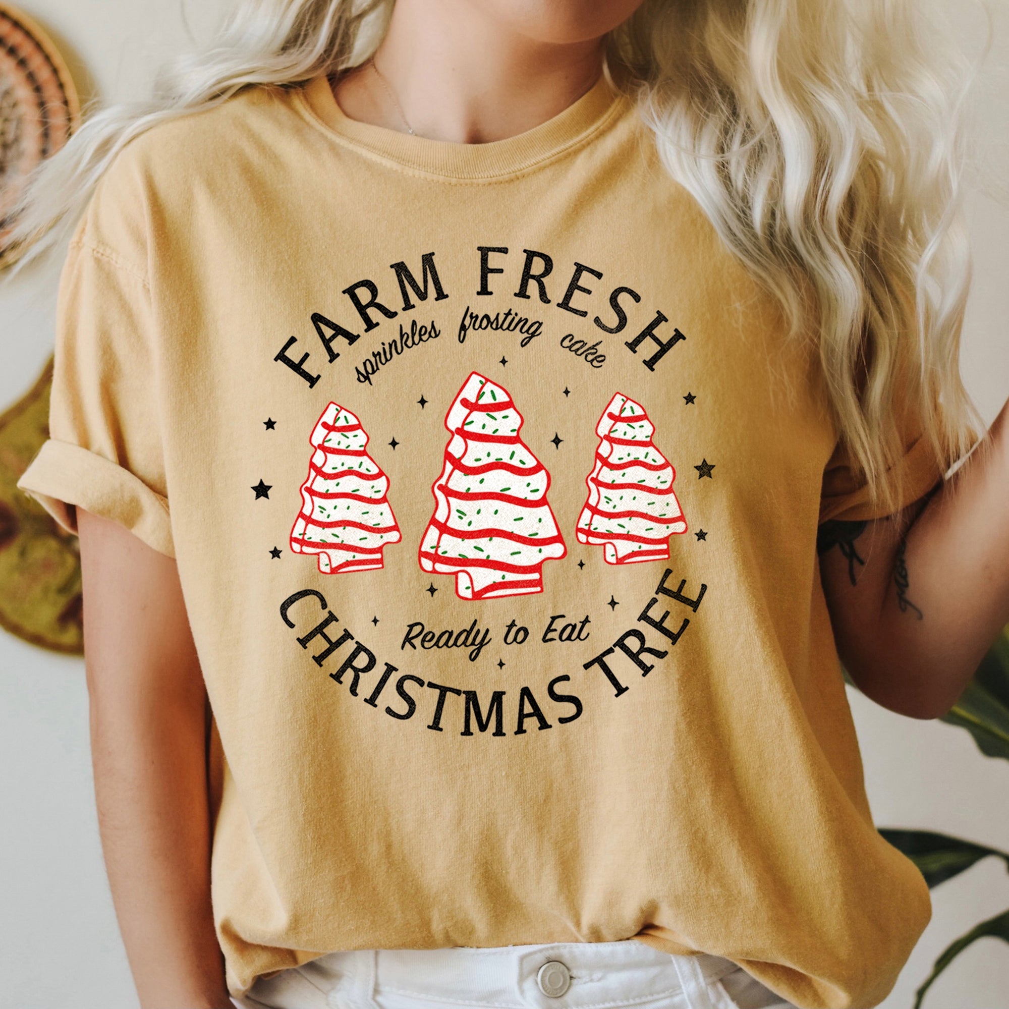 Farm Fresh Christmas Tree, Cakes, Little Debbit, Retro, Sweets Comfort Colors Tee
