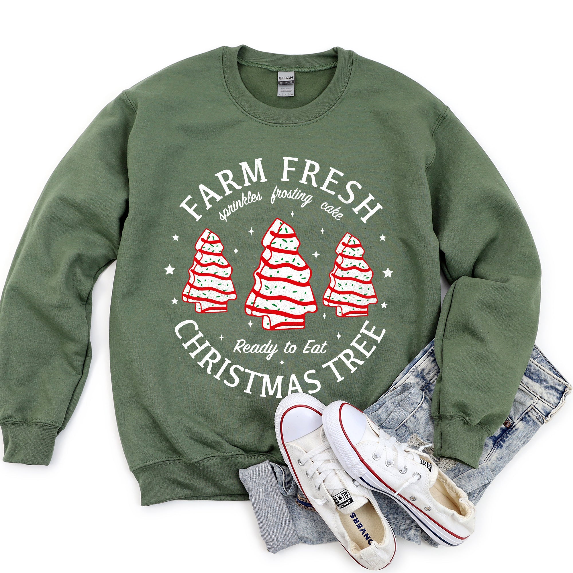 Farm Fresh Christmas Tree Cakes Festive Seasonal Treats For The Holidays Cozy Comfort Sweatshirt
