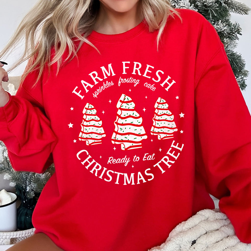 Farm Fresh Christmas Tree Cakes Festive Seasonal Treats For The Holidays Cozy Comfort Sweatshirt