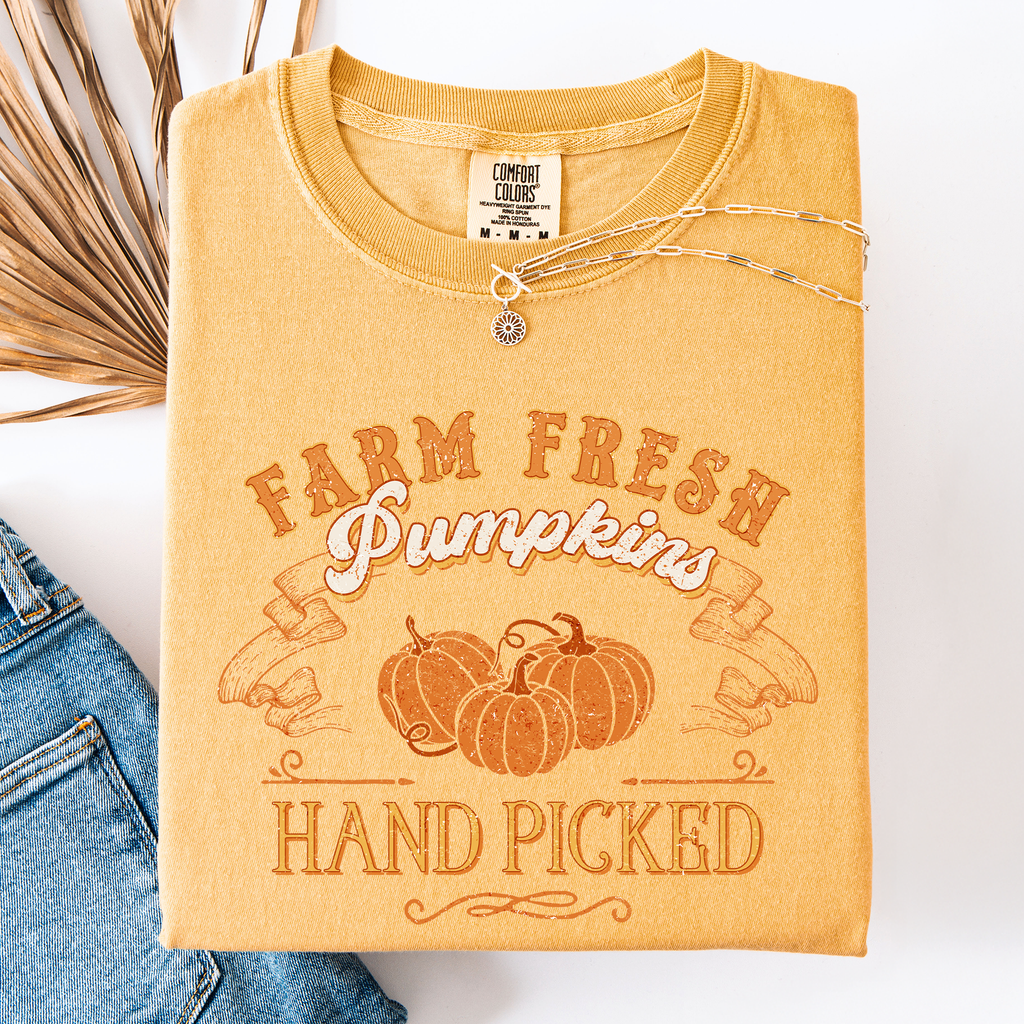 Fall Brush Stroke Floral Pumpkin Motif With Delicate Floral Pattern Autumn Harvest Comfort Colors Tee
