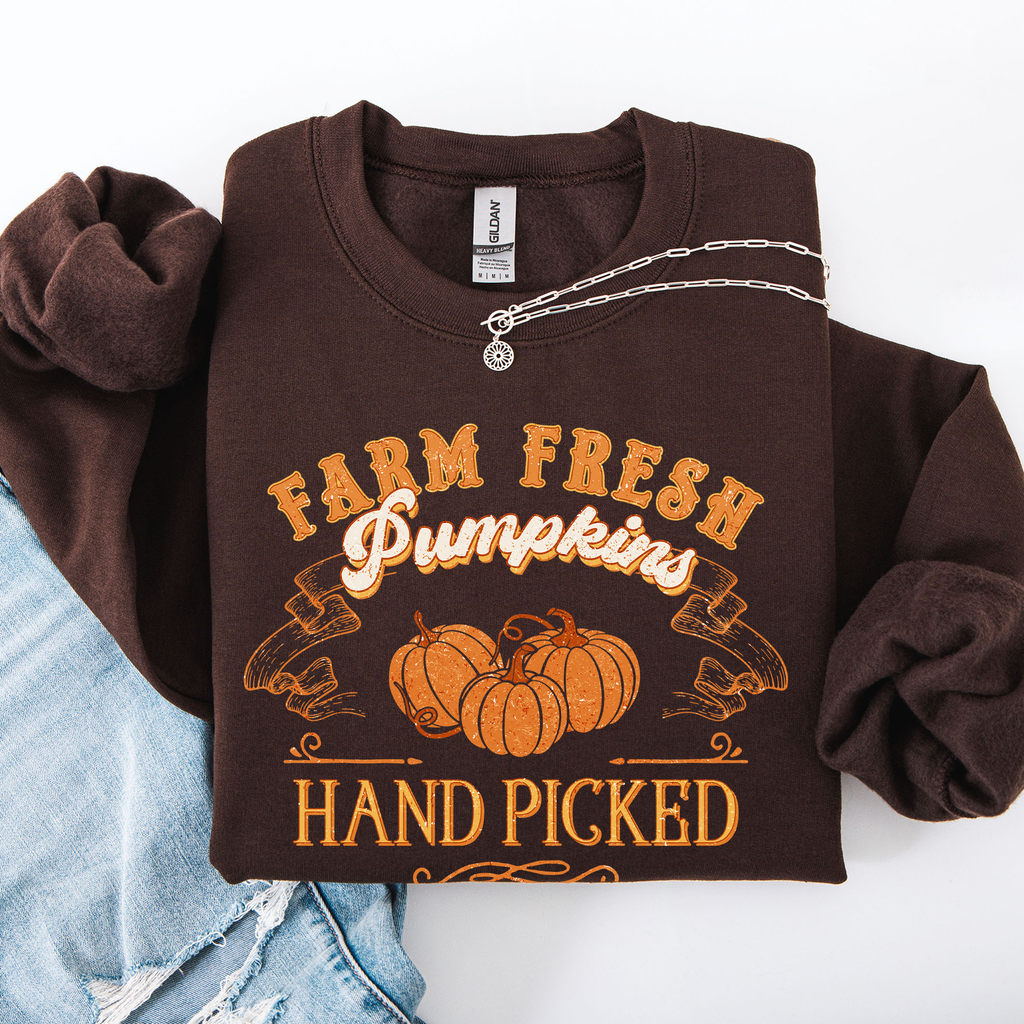 Farm Fresh Pumpkins Hand Picked Halloween Fall Autumn Sweatshirt