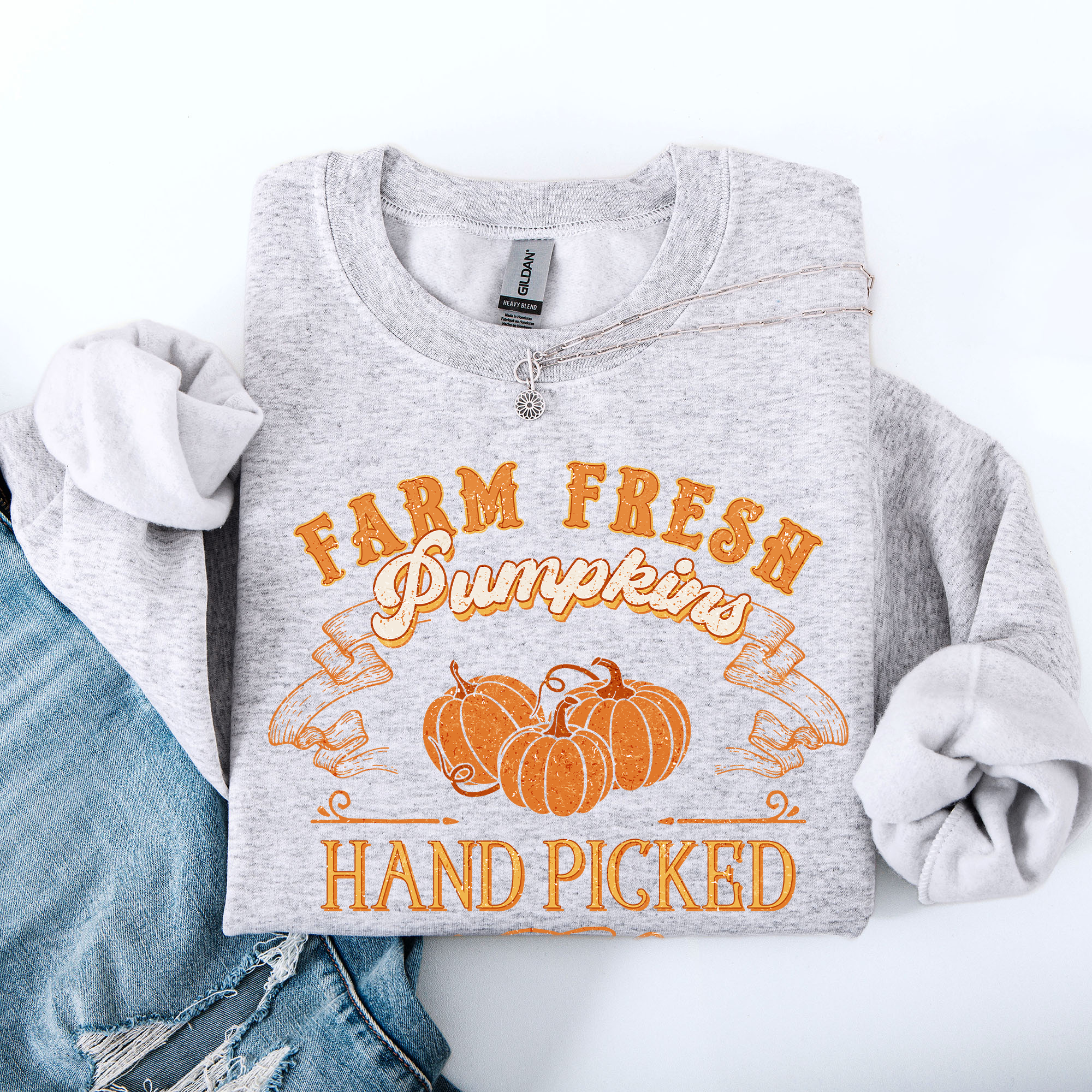 Farm Fresh Pumpkins Hand Picked Halloween Fall Autumn Sweatshirt
