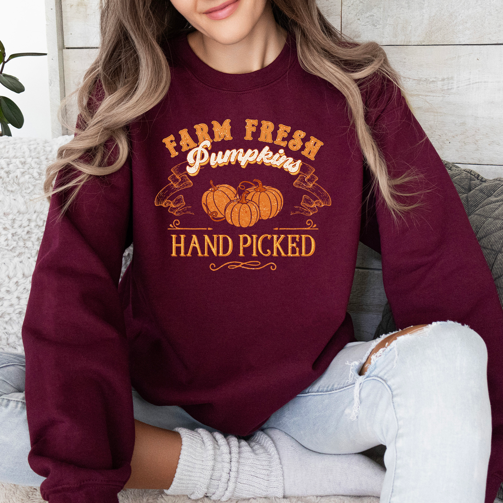 Farm Fresh Pumpkins Hand Picked Halloween Fall Autumn Sweatshirt