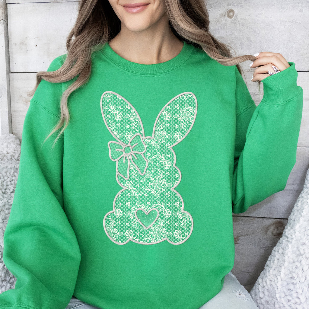 Faux Lace Bunny Coquette Easter Jesus Rabbit Holiday Celebration Edition Sweatshirt
