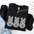 Faux Lace Bunny, Coquette, In A Row, Easter, Bunny, Jesus, Rabbit Seasonal Sweatshirt
