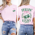 Feelin Lucky Vibes Coquette St Patrick's Day Shamrock Clover Leprechaun Comfort Colors Tee