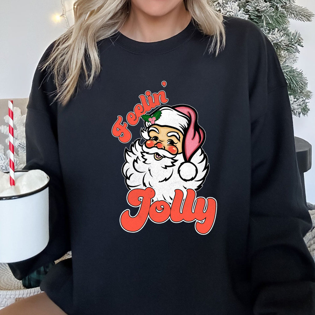 Feeling Jolly Retro Santa Christmas Holiday Cheer Special Edition Vintage Style Sweatshirt