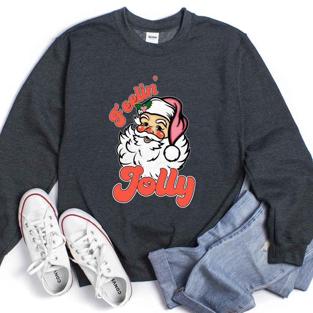 Feeling Jolly Retro Santa Christmas Holiday Cheer Special Edition Vintage Style Sweatshirt