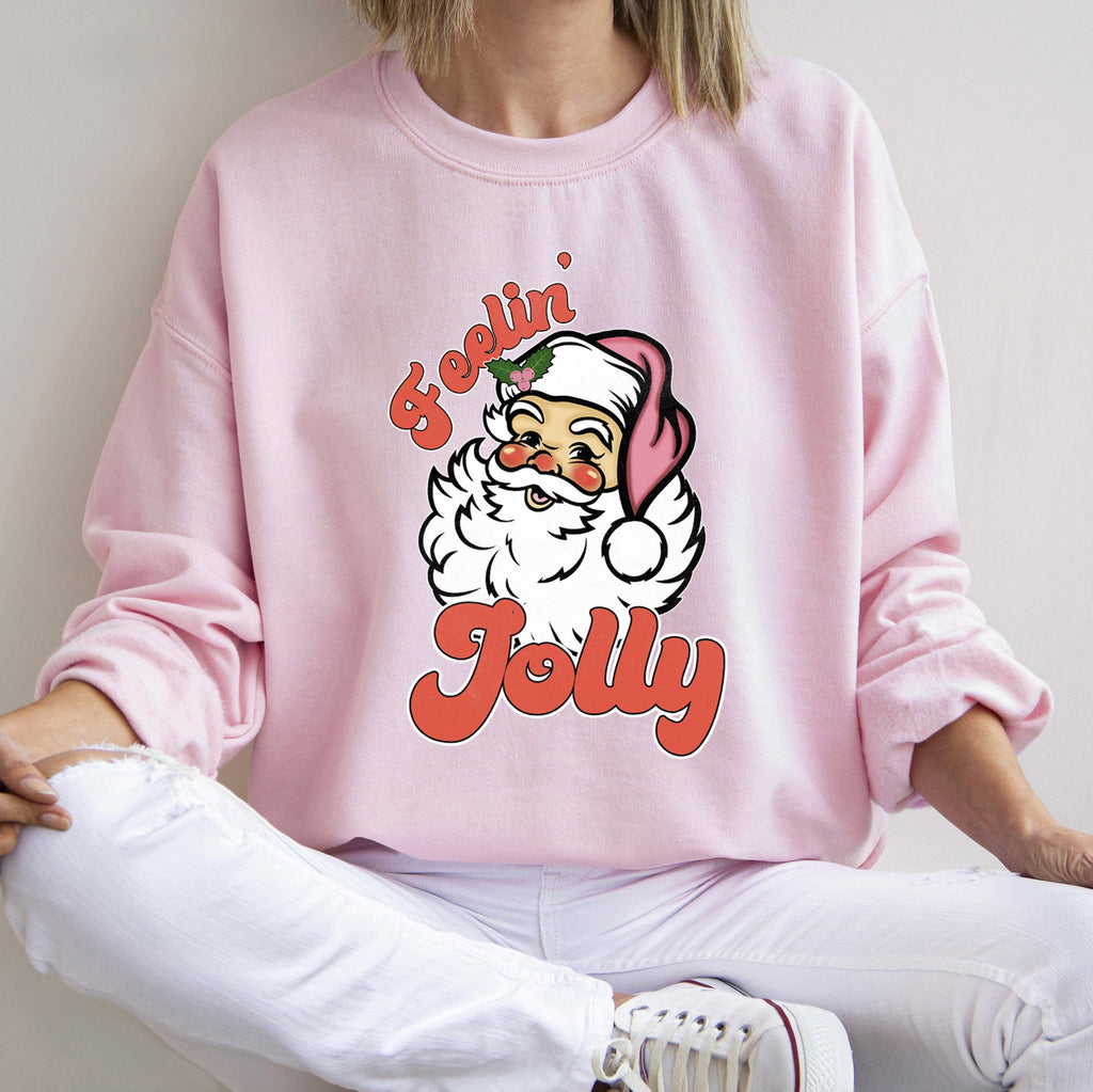 Feeling Jolly Retro Santa Christmas Holiday Cheer Special Edition Vintage Style Sweatshirt